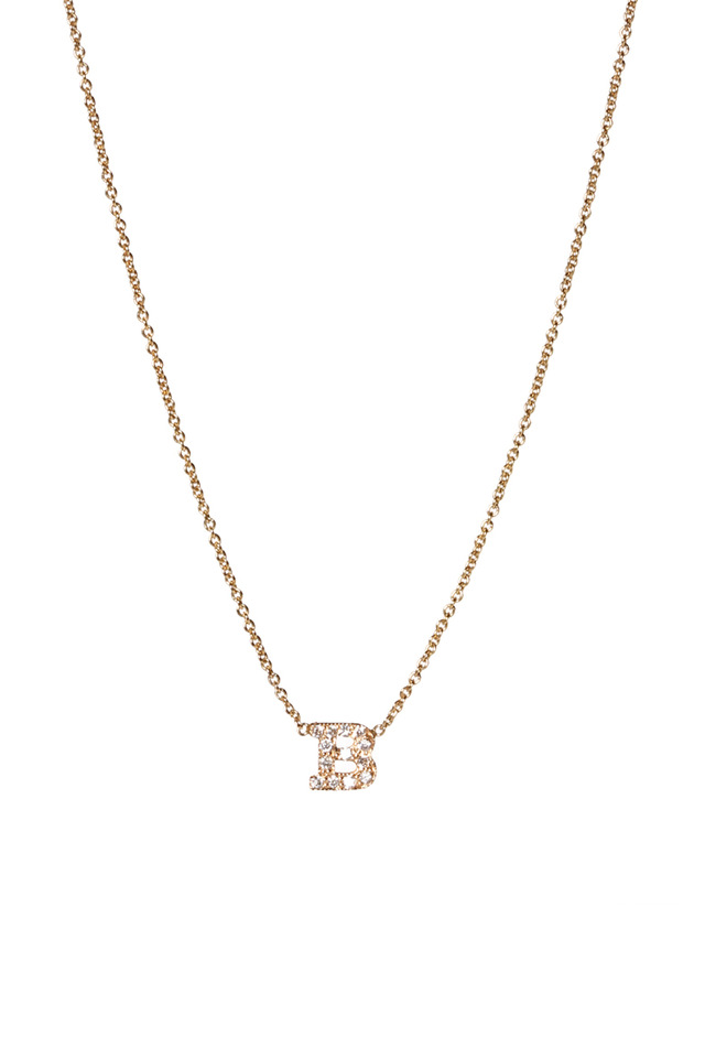 Yellow Gold Diamond "D" Necklace