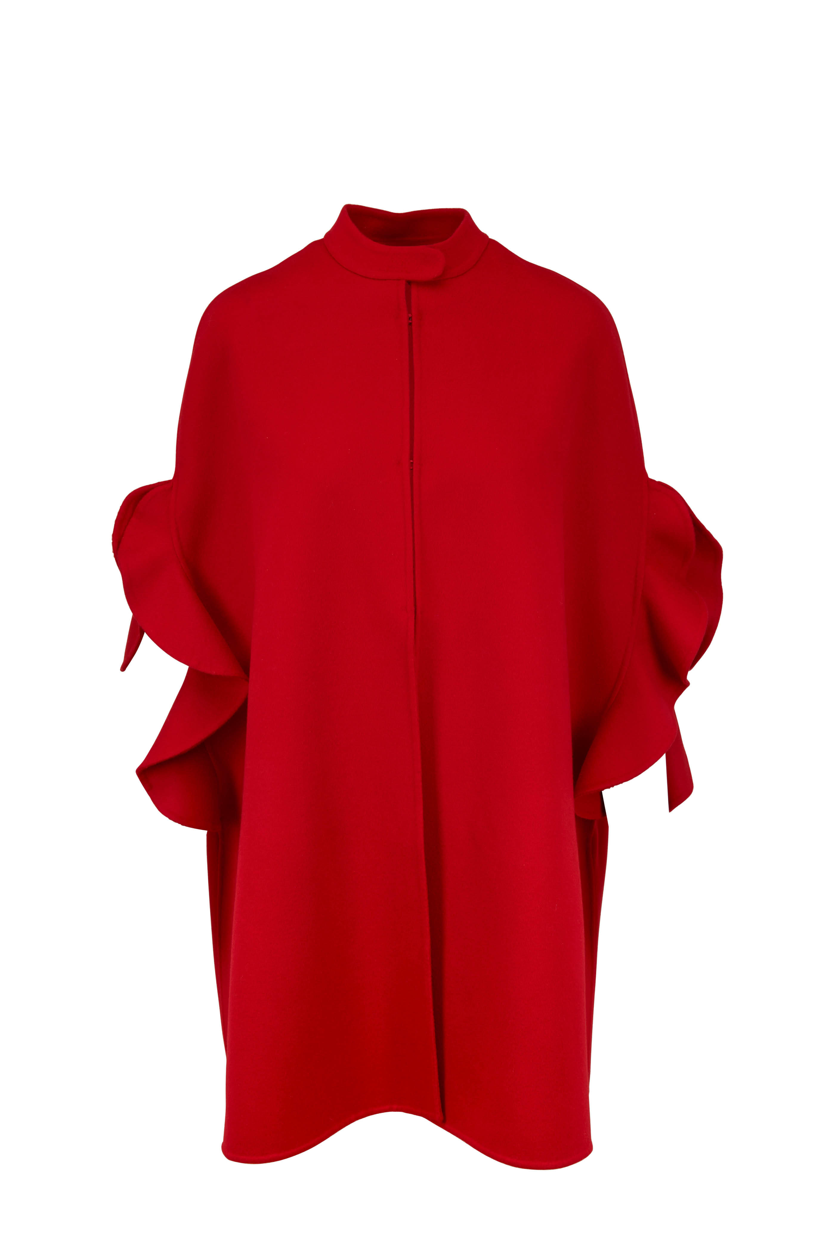 enkel reagere Theseus Valentino - Red Double-Faced Wool & Cashmere Cape | Mitchell Stores