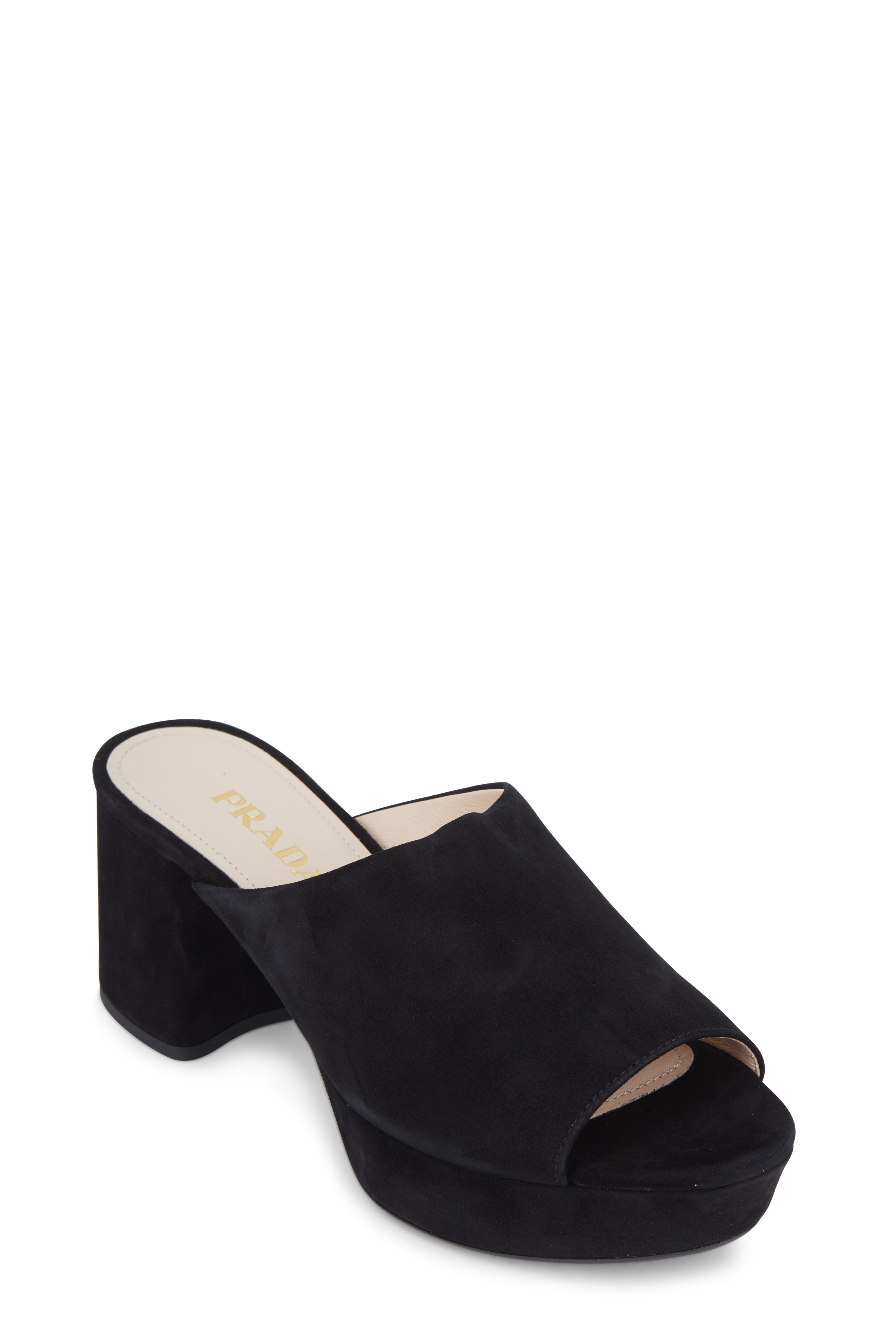 black platform mules