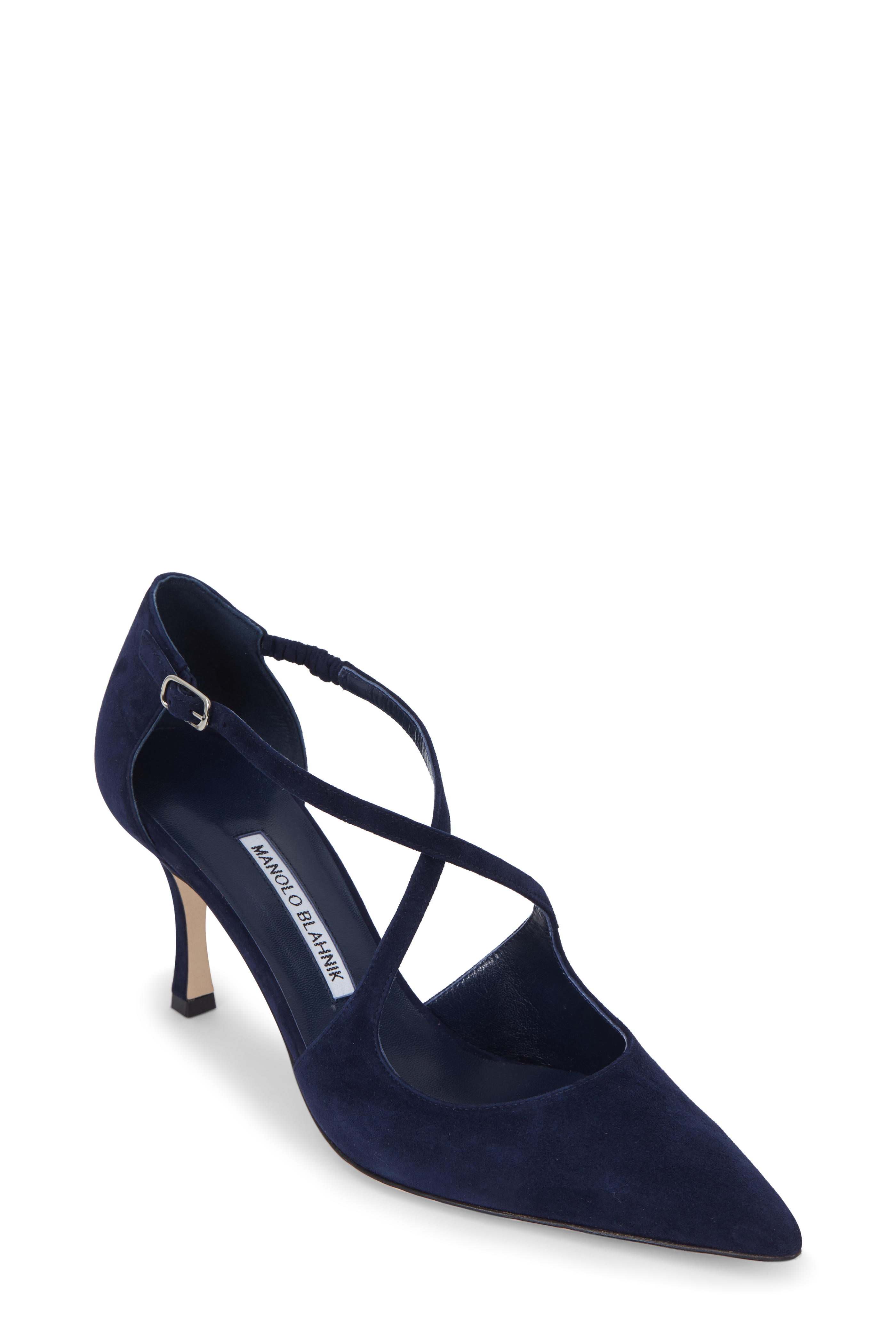navy blue manolo blahnik shoes