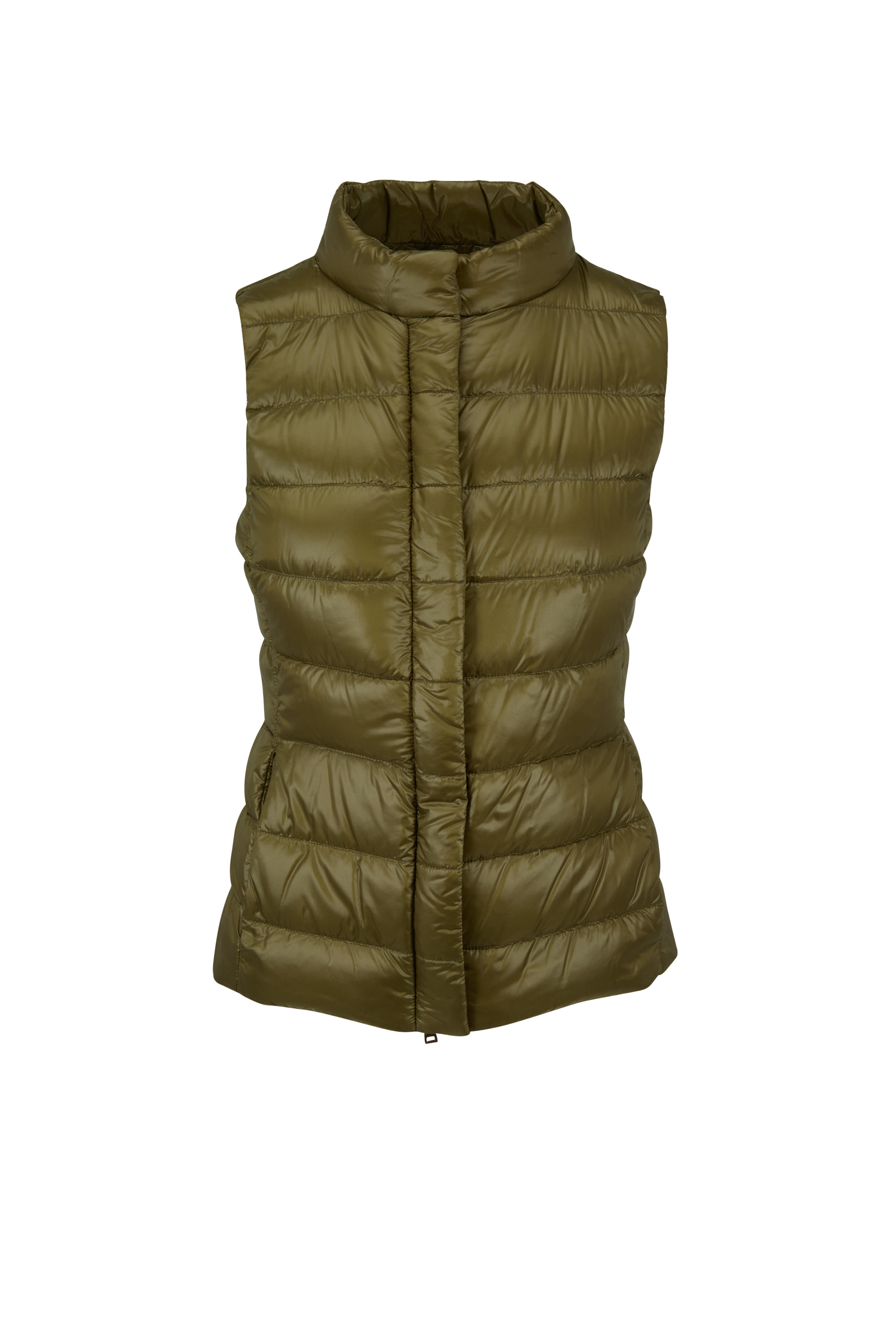 olive green puffer vest womens