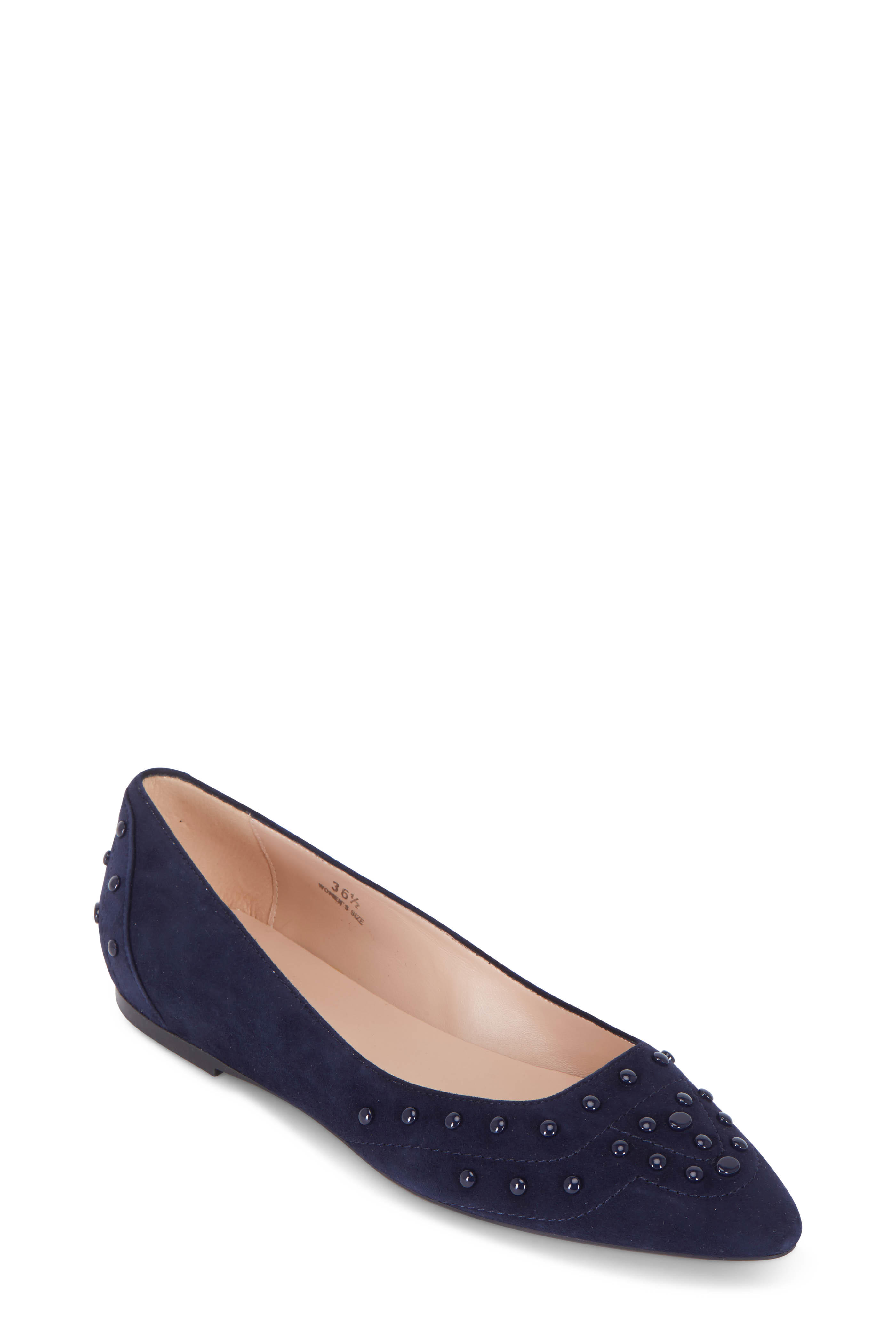 navy blue ballet flat shoes