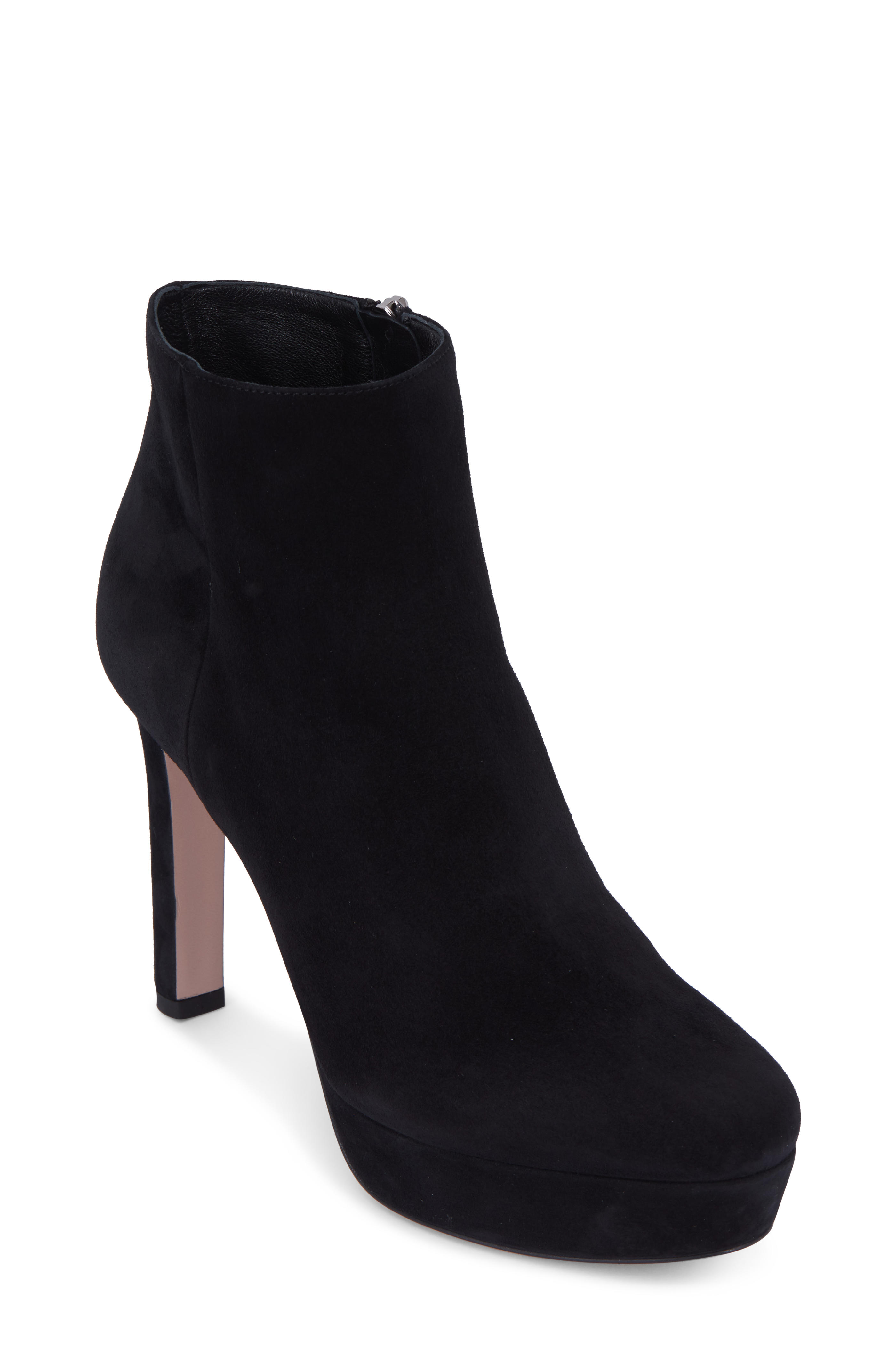 prada black suede ankle boots