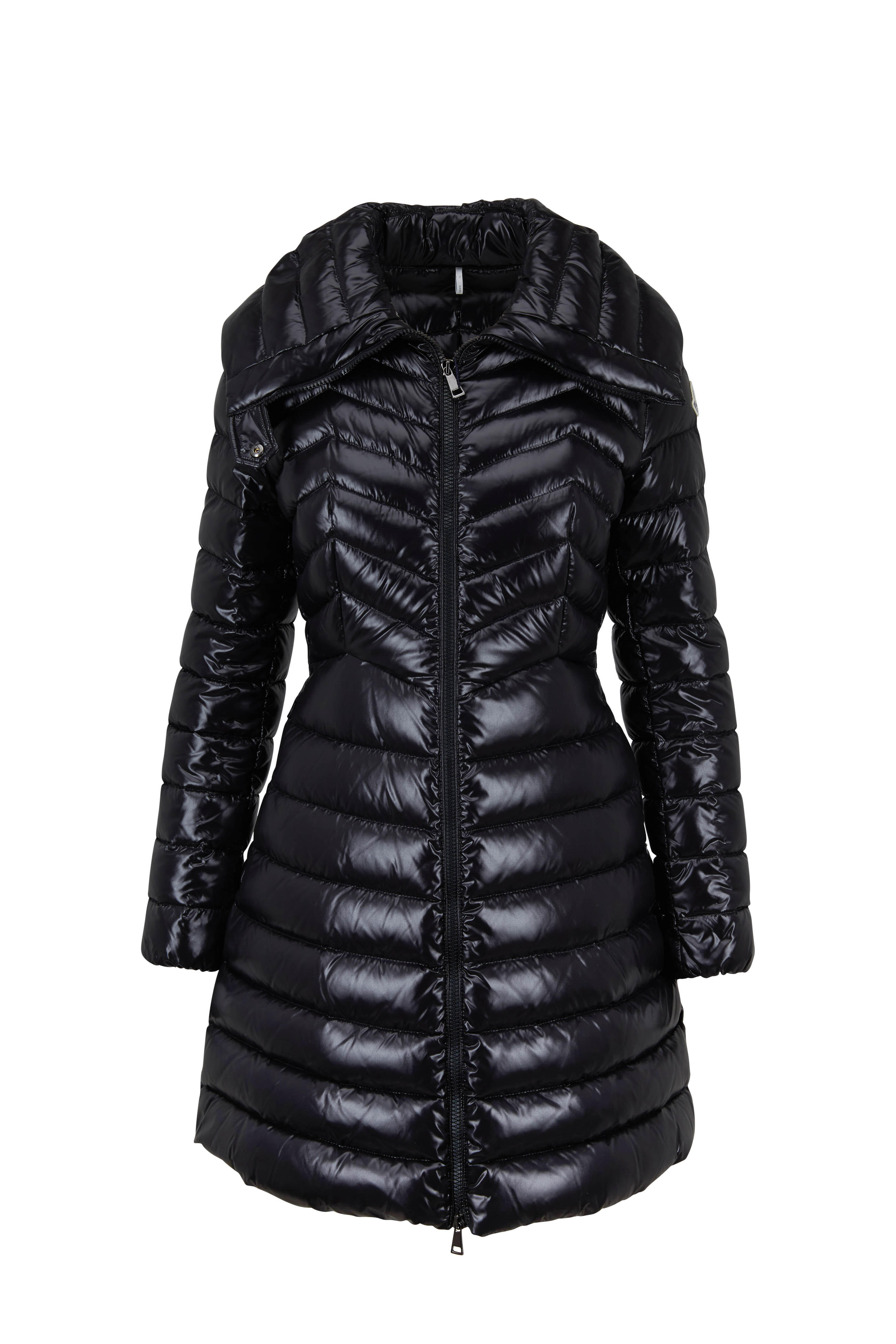 moncler shiny black coat