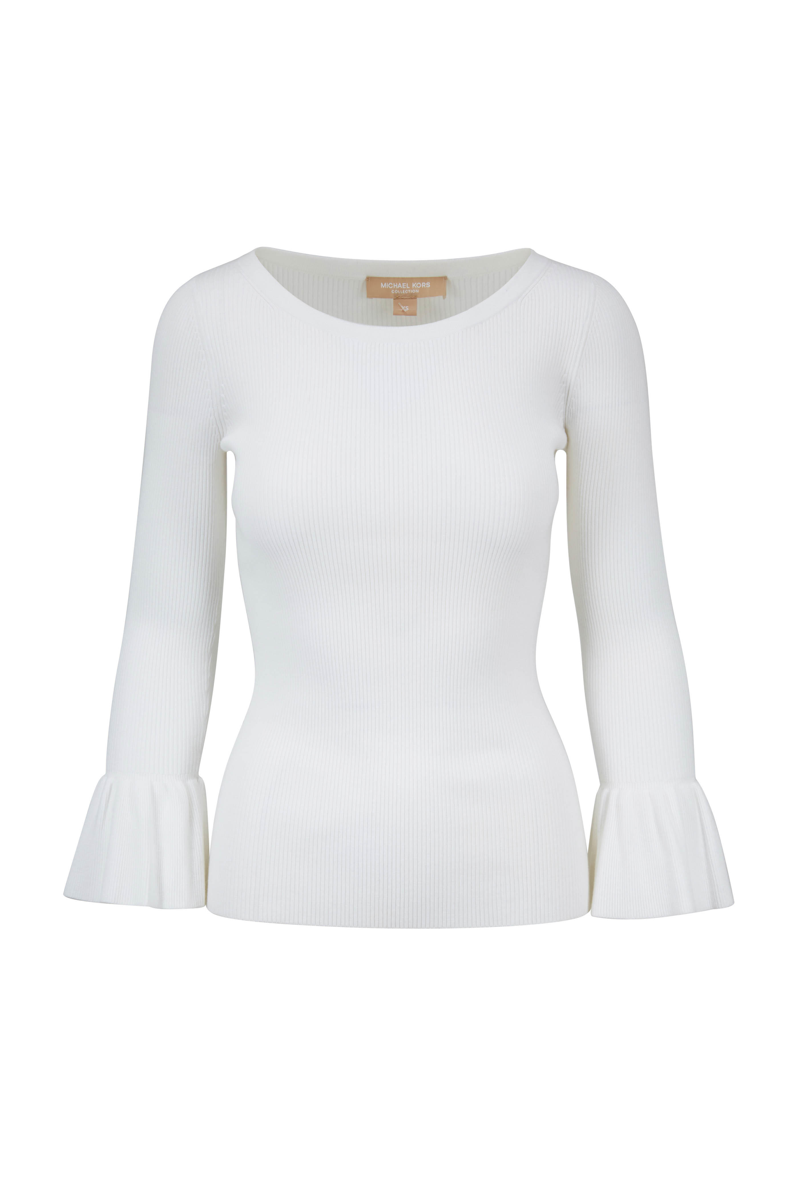 Michael Kors Collection Optic White Cuff Sweater | Mitchell Stores