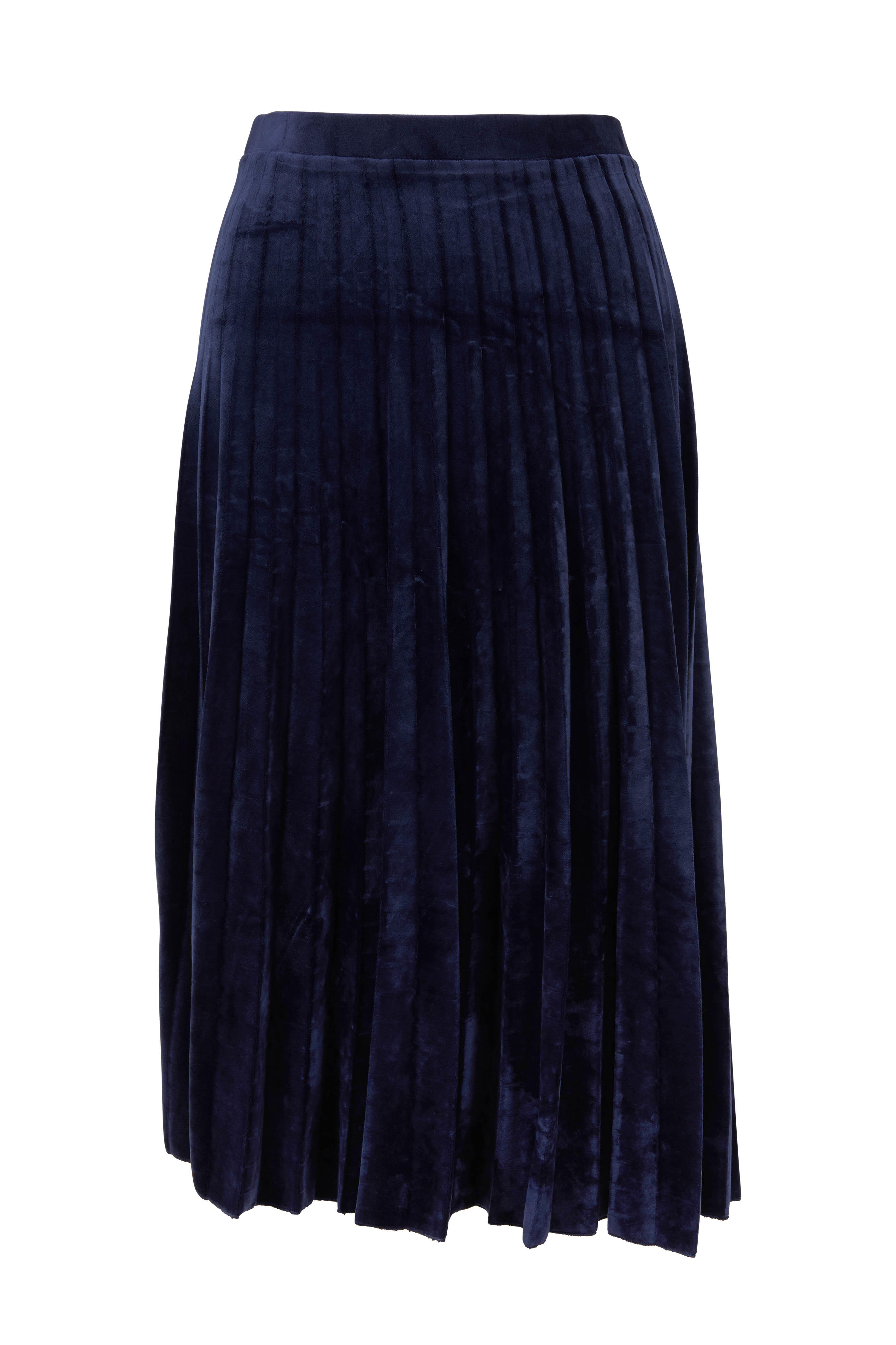 navy velvet pleated skirt
