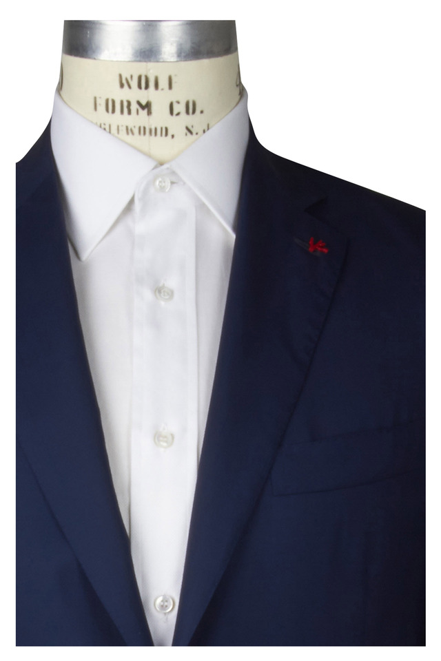 High Solid Blue Wool & Silk Sportcoat