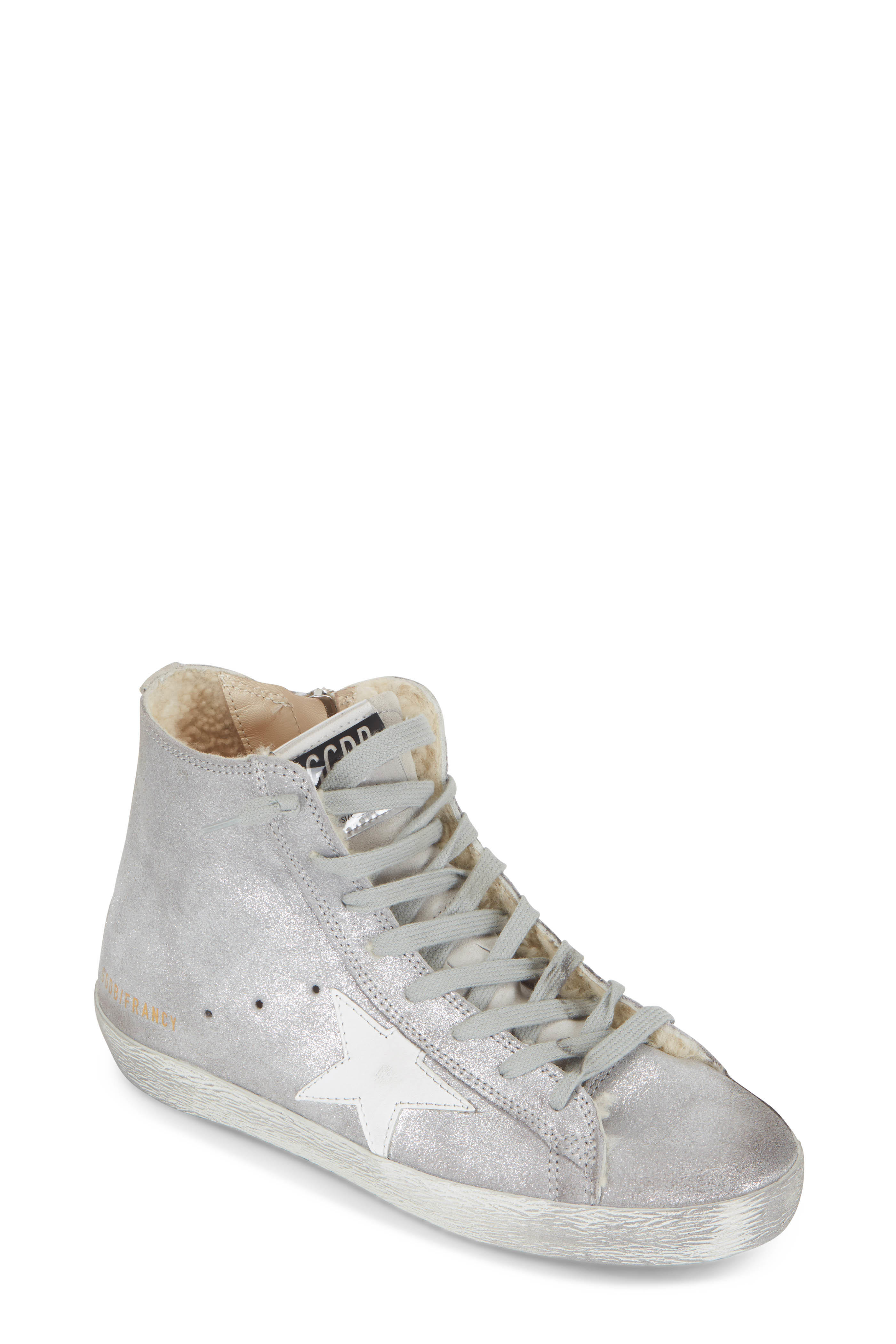 golden goose shearling high top