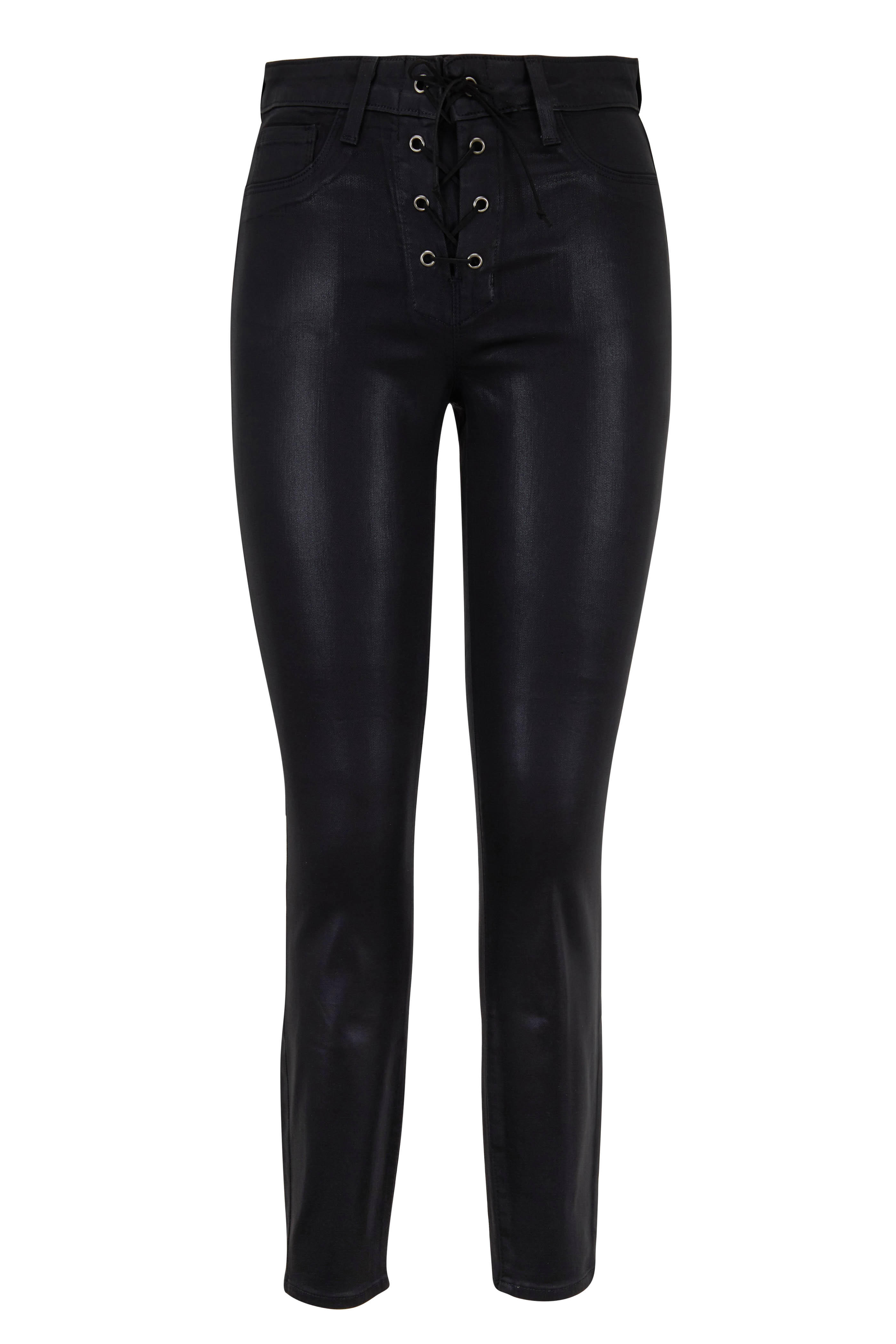 lace up coated jeans