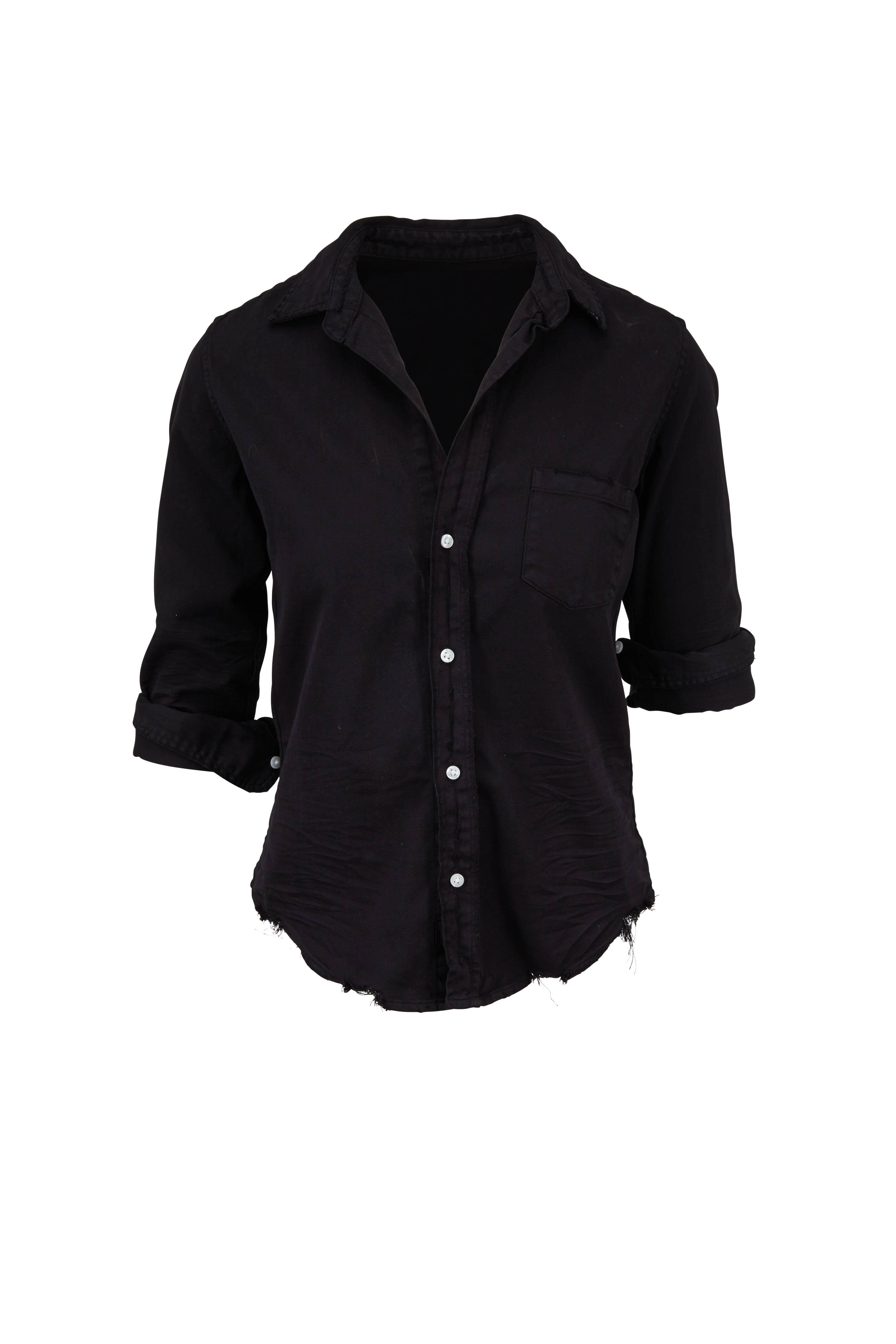 Frank Eileen Barry Black Button Down Shirt Mitchell Stores