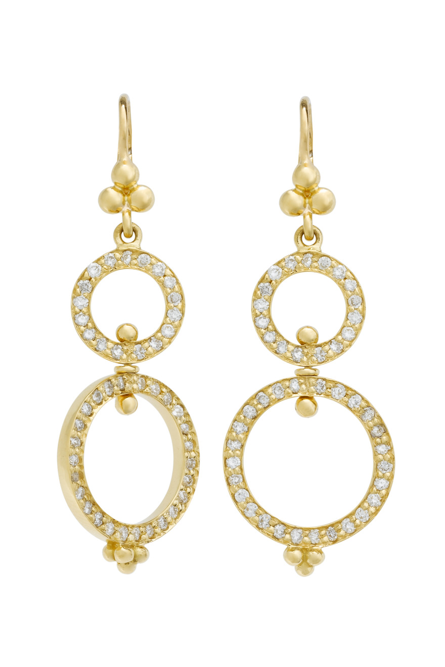 18K Gold Diamond Spinning Ring Earrings