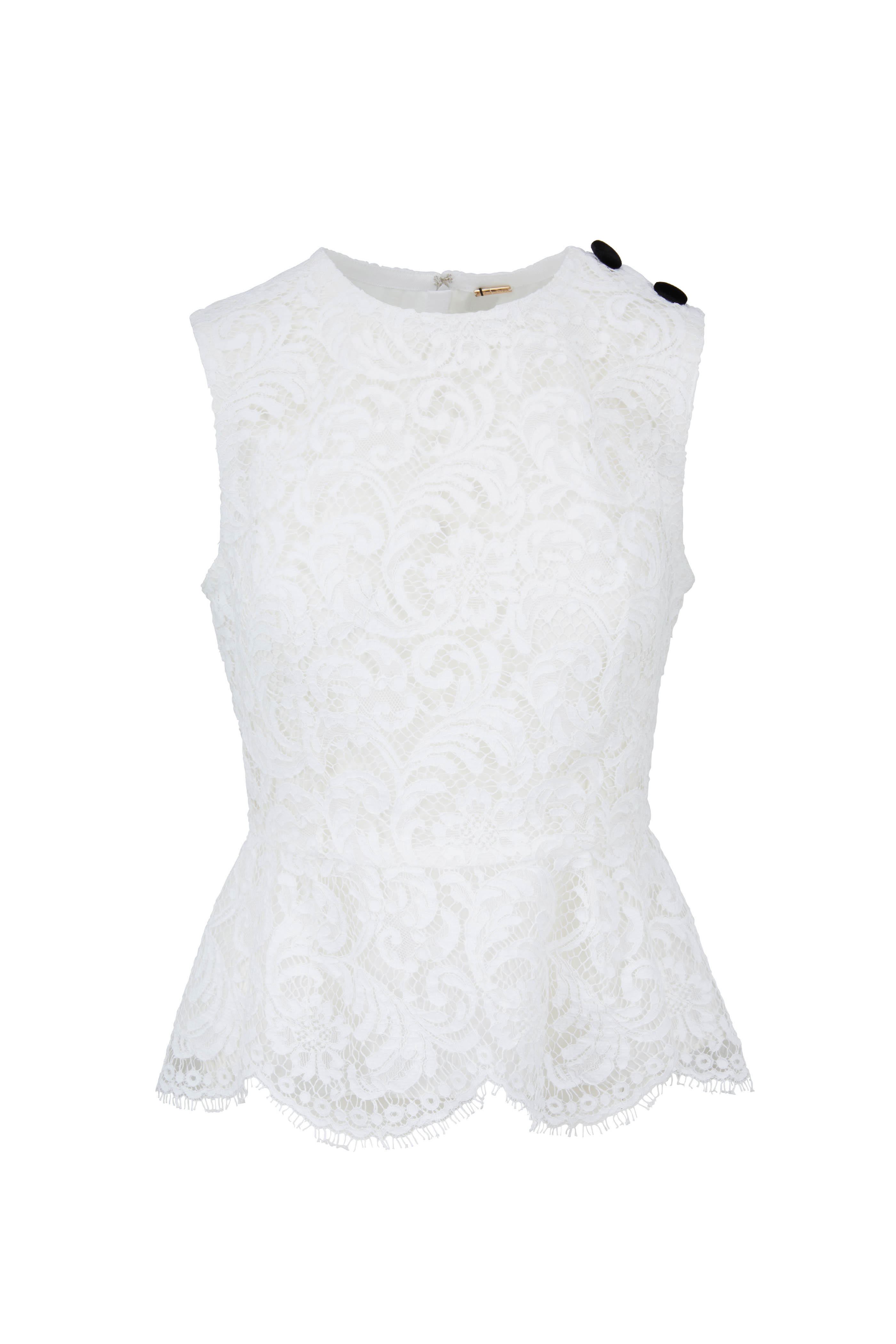 white sleeveless peplum top