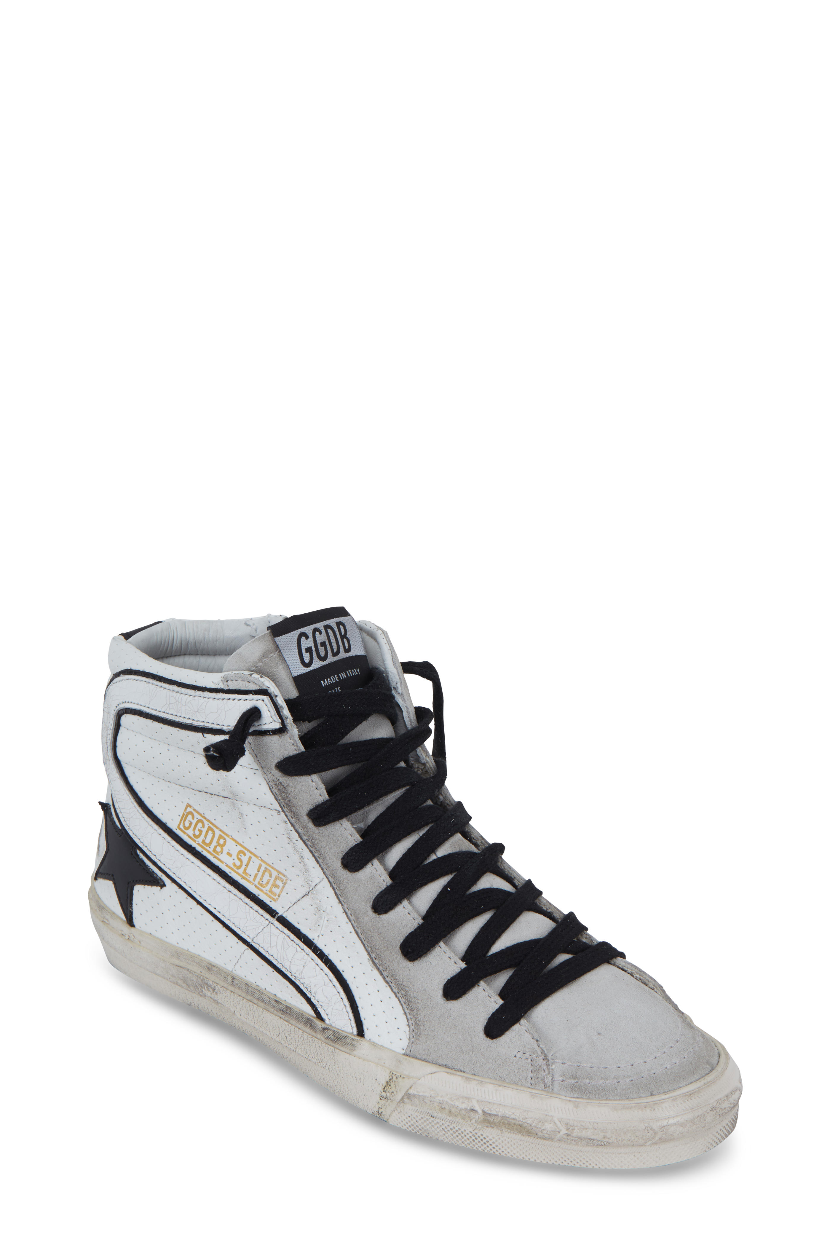 white and black golden goose sneakers