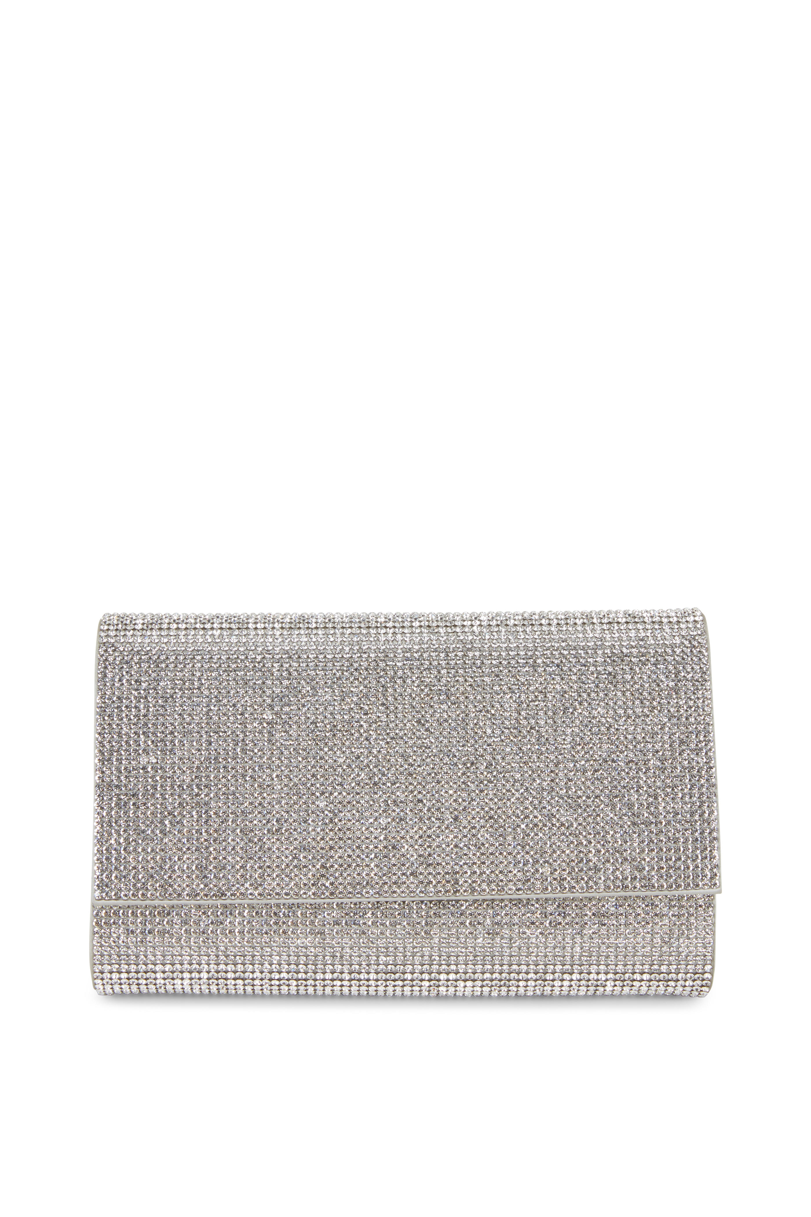 silver crystal clutch