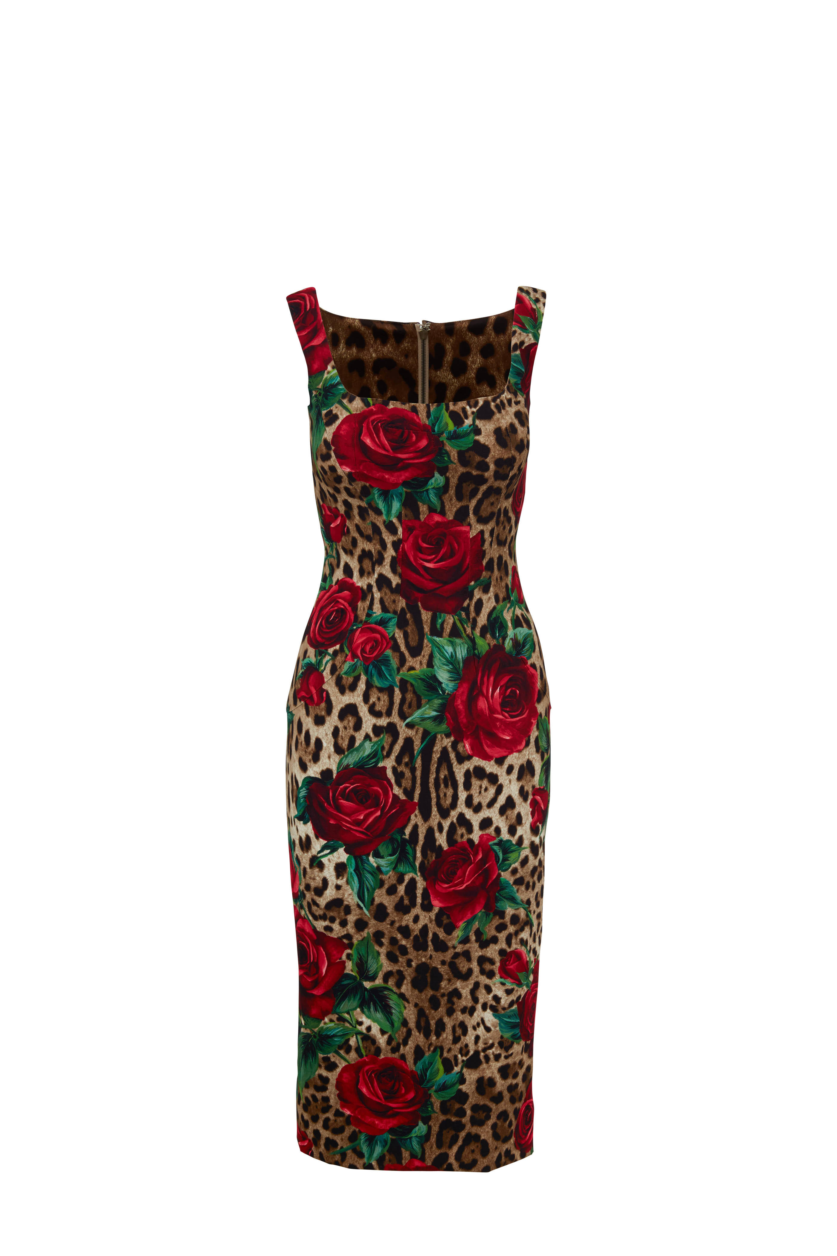leopard and rose print dress
