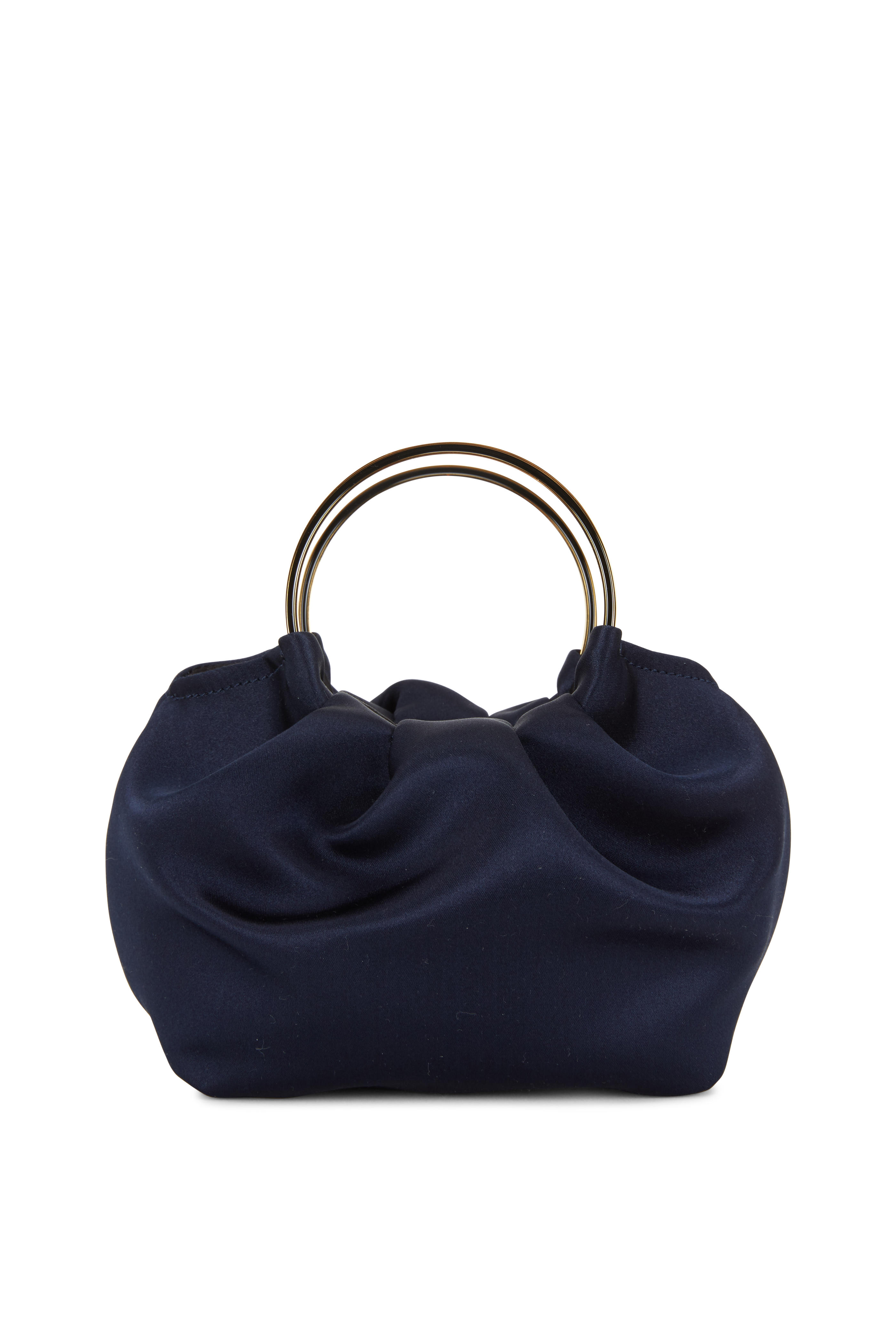 navy satin handbag