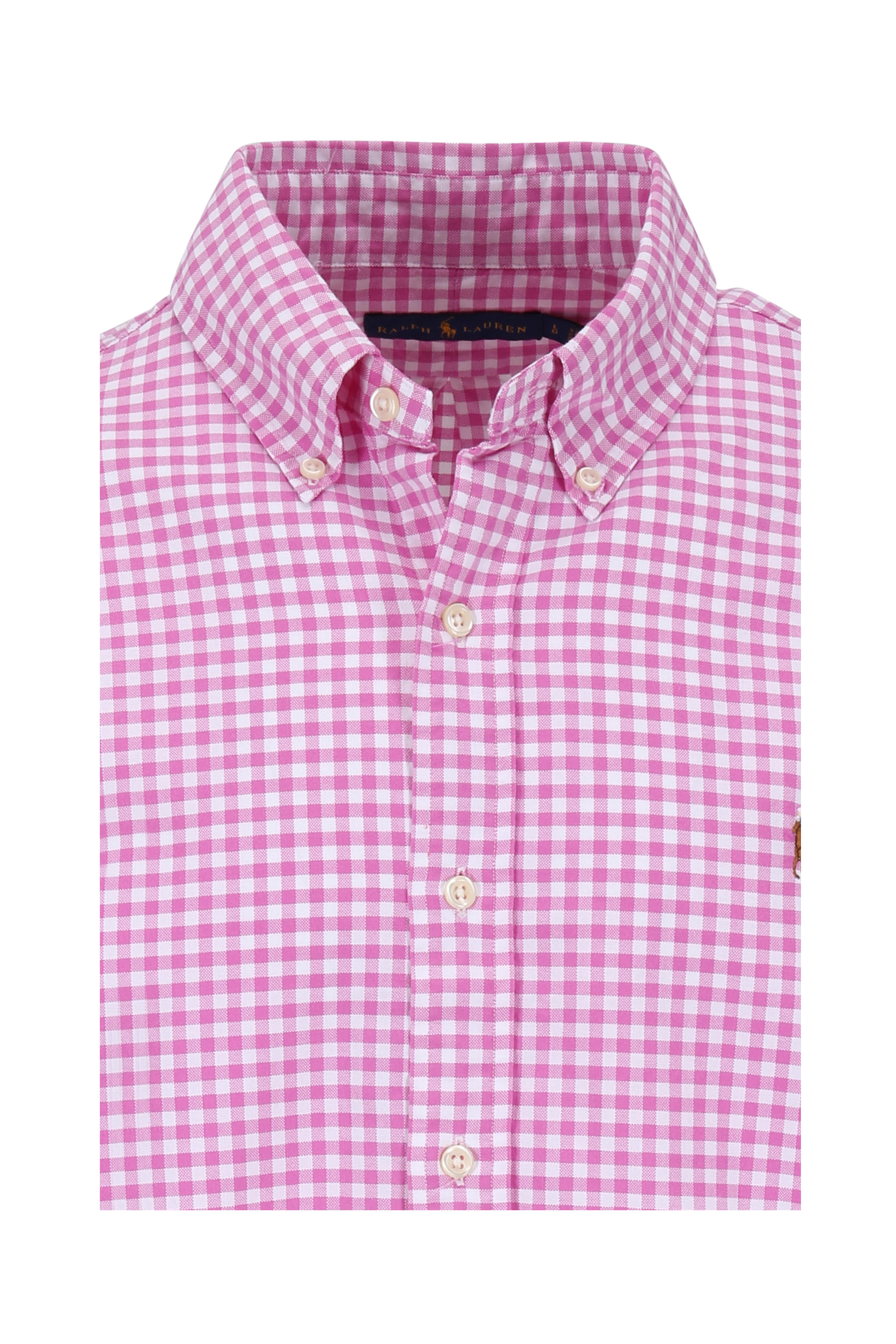 pink plaid polo shirt