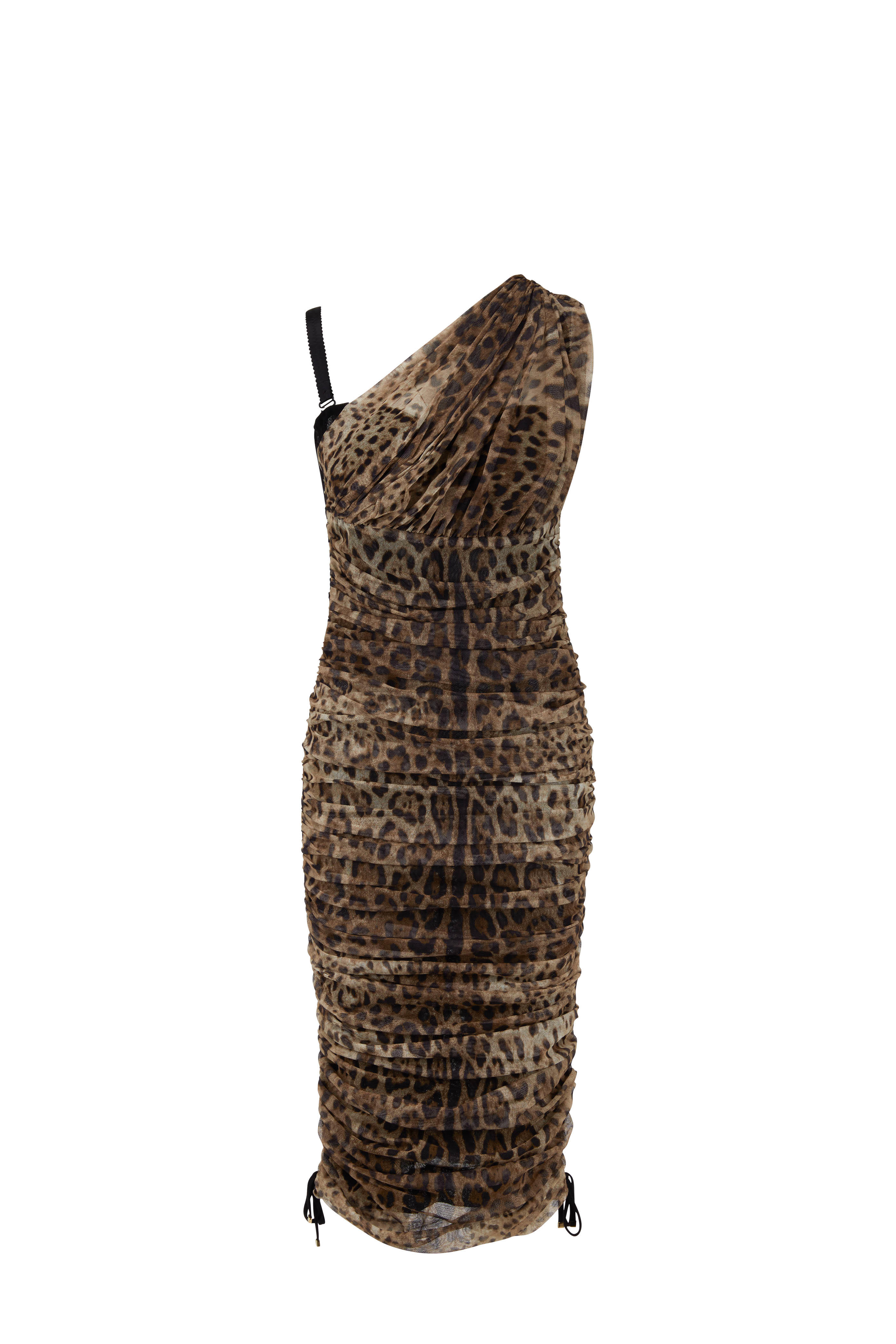 leopard print one shoulder dress