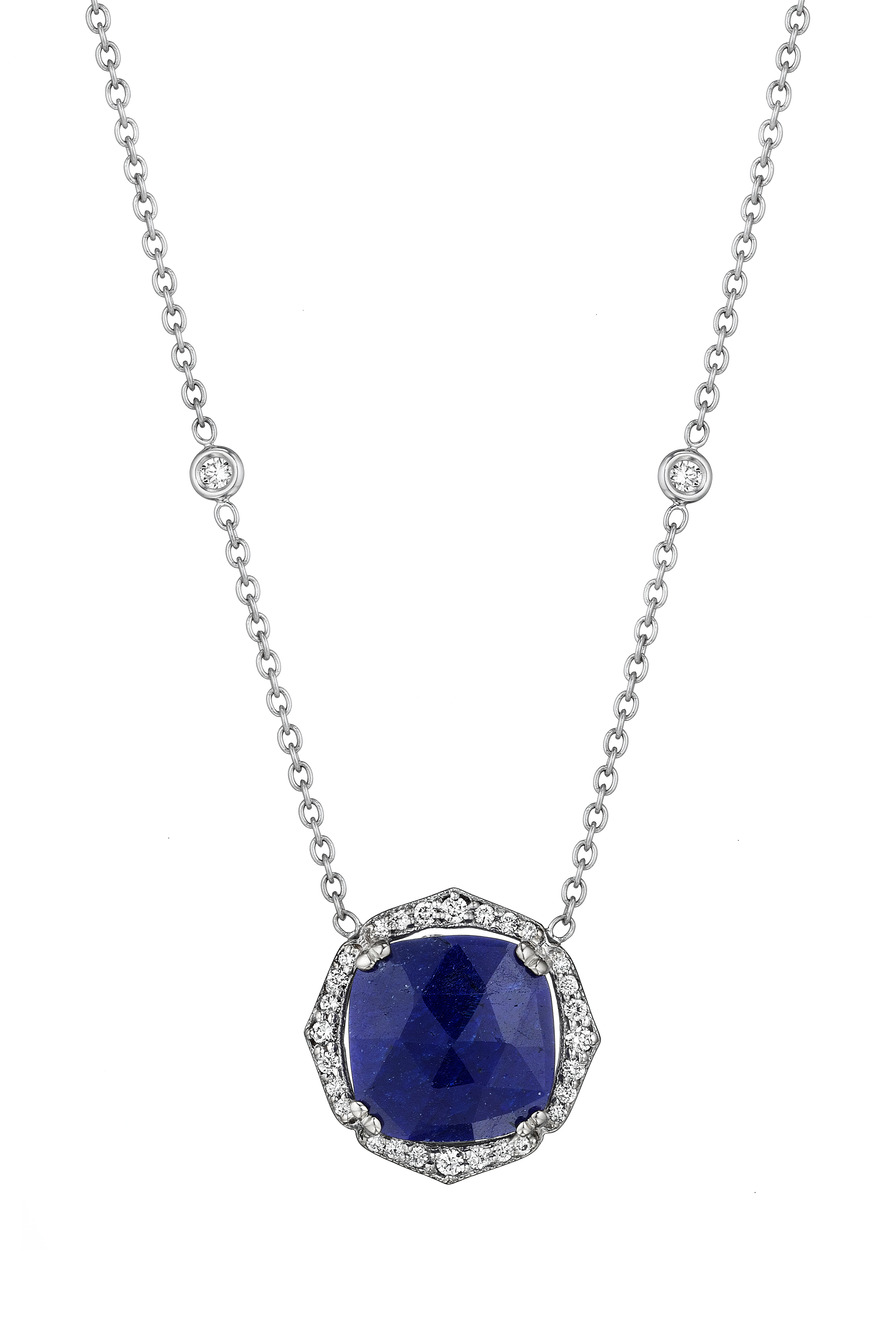 Diamond Blue Sapphire White Gold Necklace