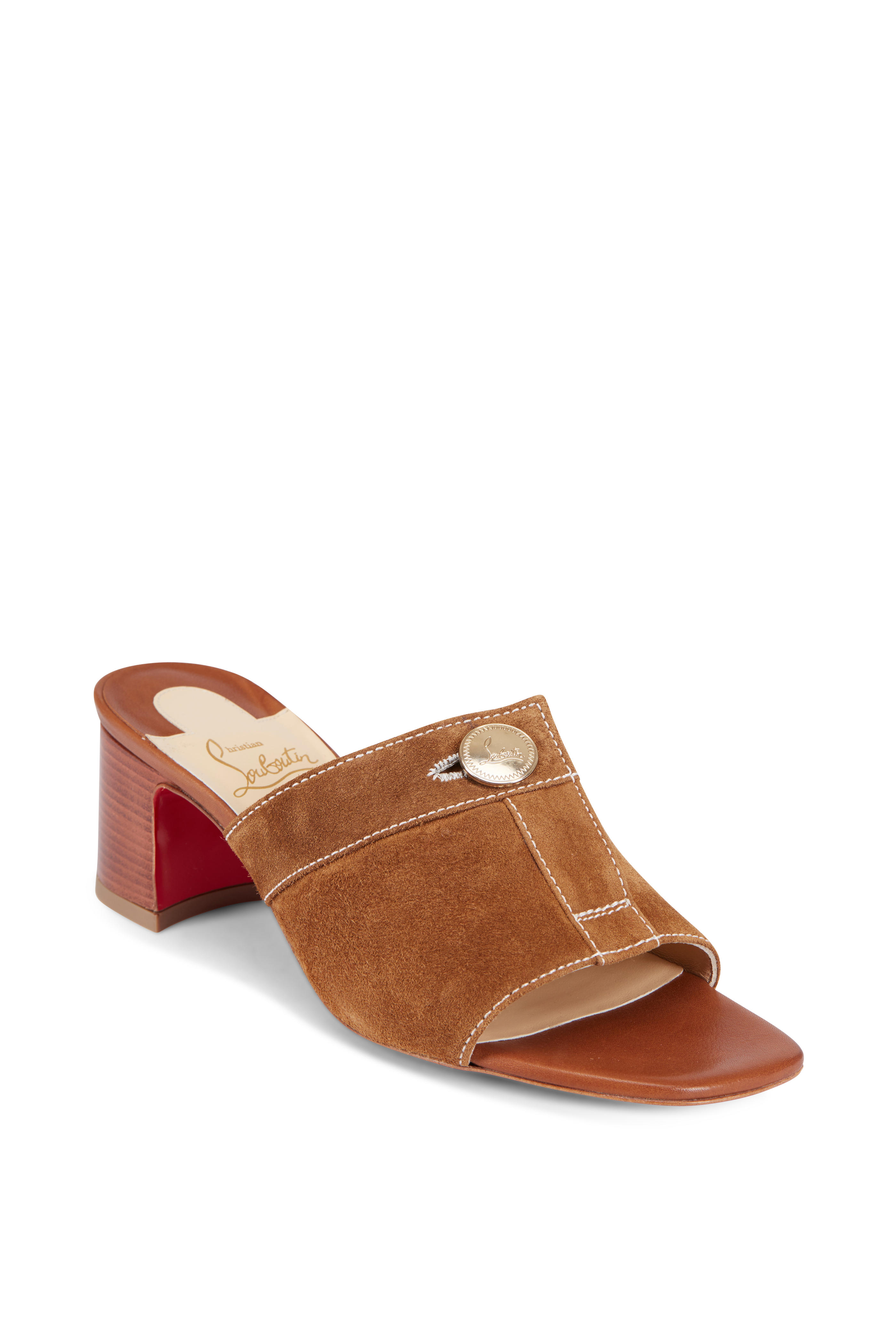 tan suede mules