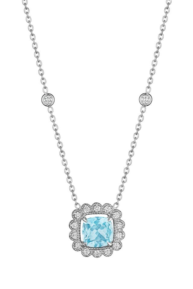 White Gold Aquamarine Pendant Necklace