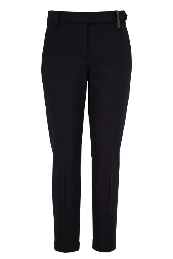 Pantalon Tailleur Femme Brunello Cucinelli Taille 44/8US - Laine Vierge, Ceinture Ajustable, Neuf Avec étiquettes