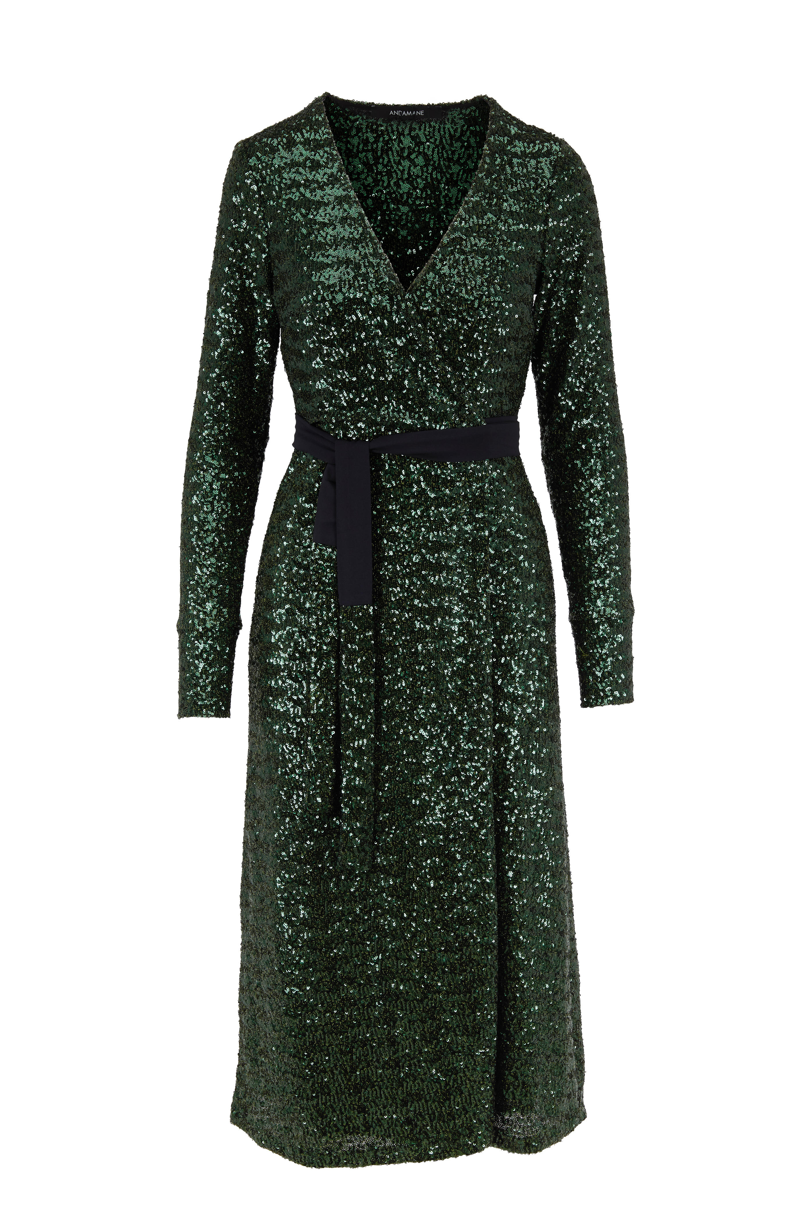 green wrap sequin dress