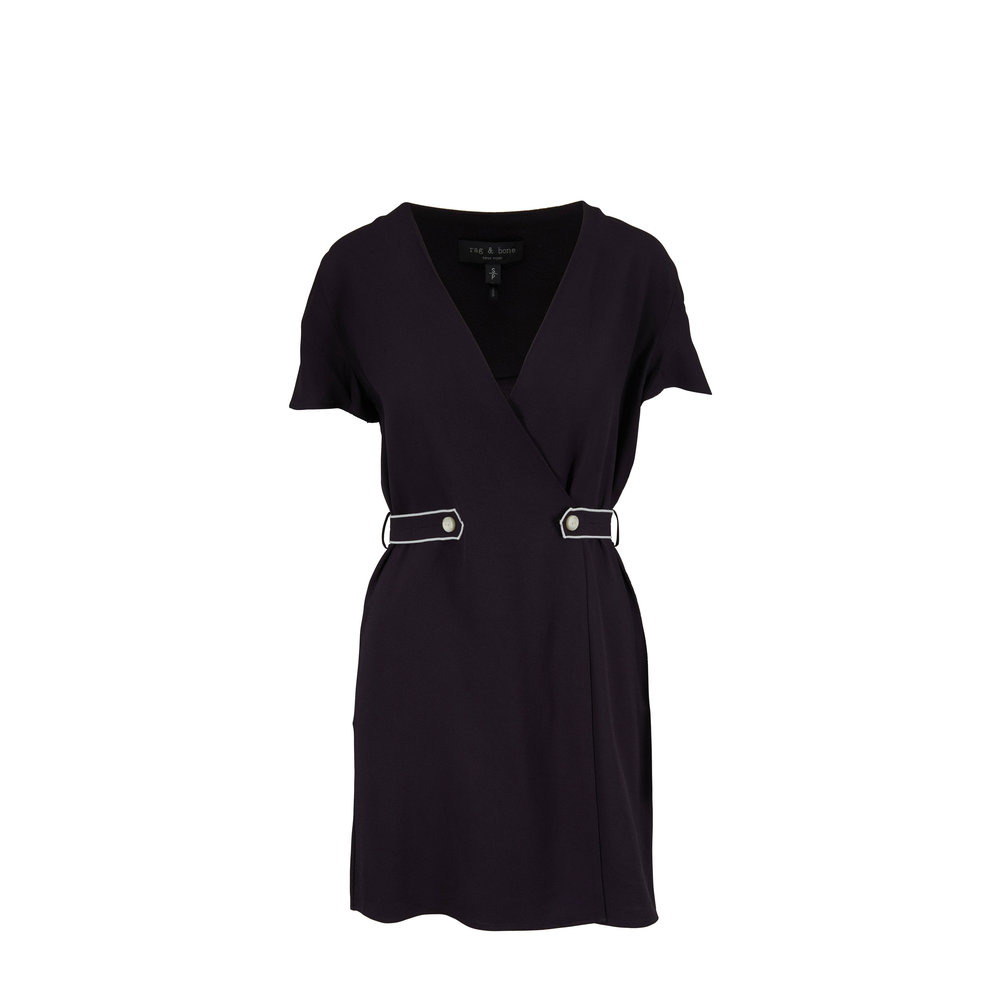 Rag & Bone - Tabitha Black V-Neck Short Sleeve Dress | Mitchell Stores