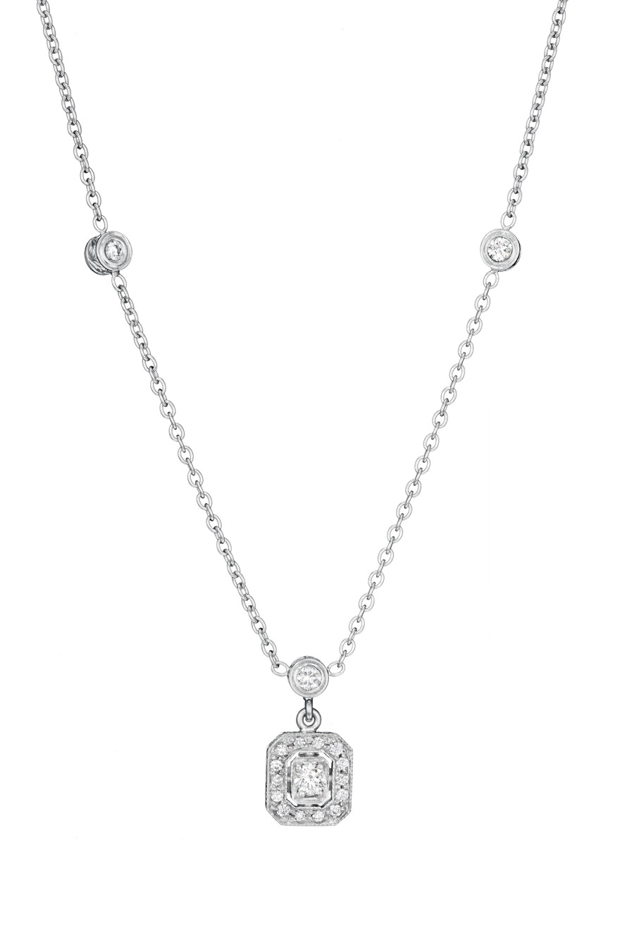 White Gold Bezel Diamond Necklace