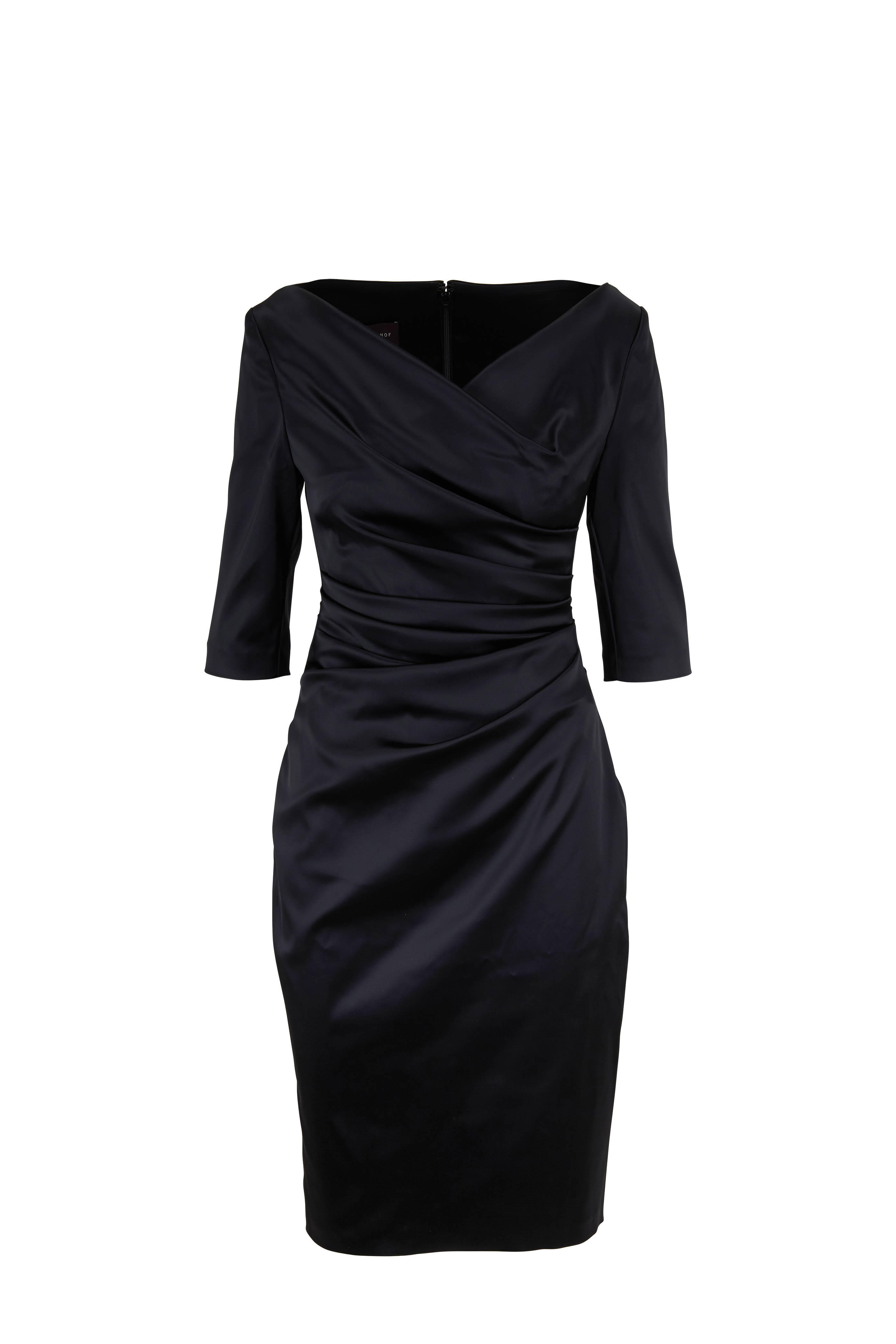 Komoe3 Black Elbow Sleeve Ruched Dress