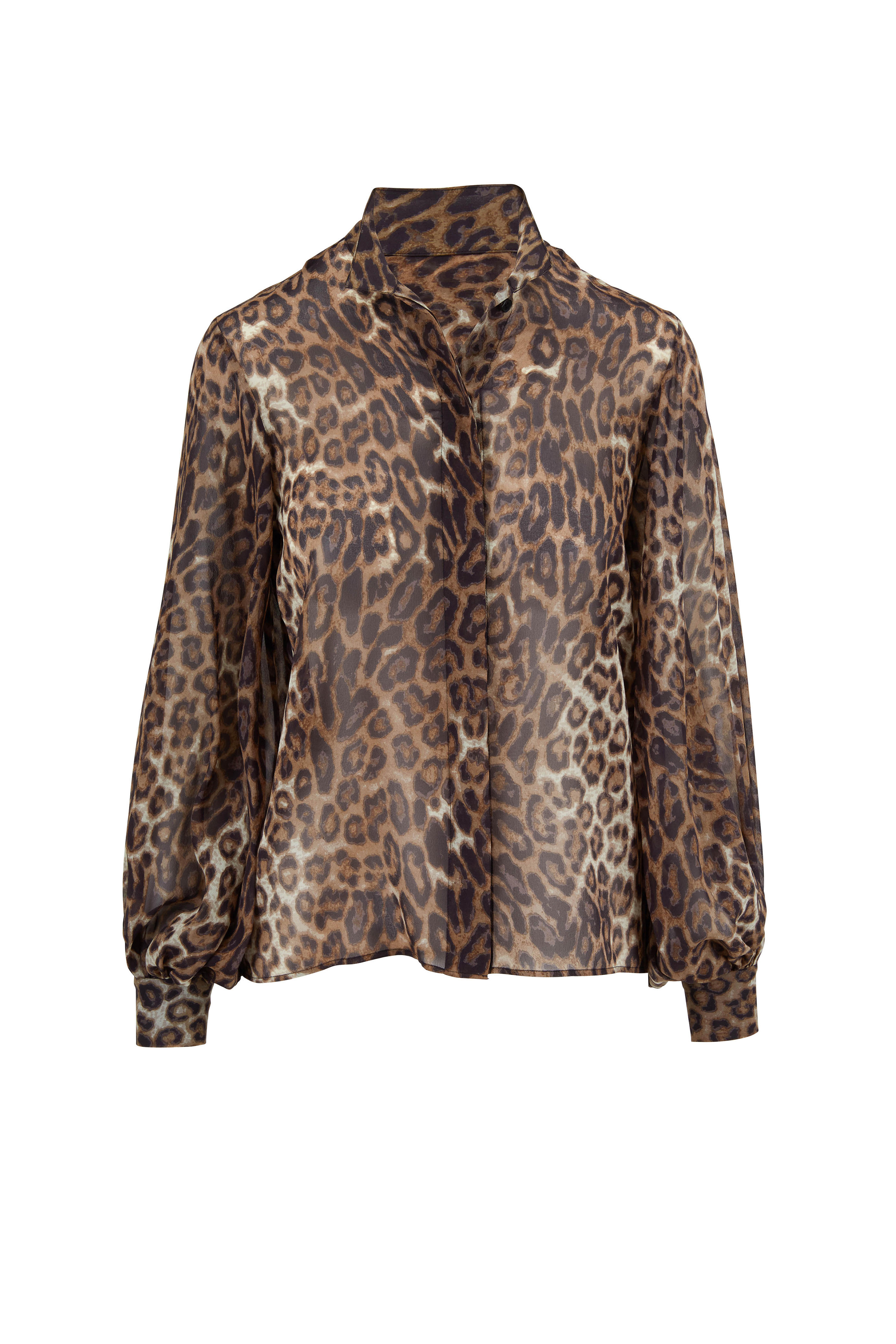 leopard print chiffon blouse