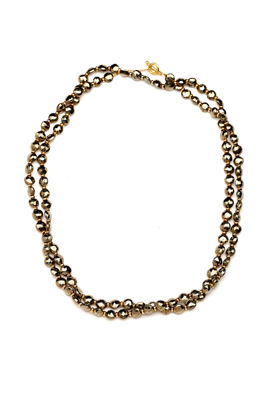 Long Gold Bead Chain Necklace