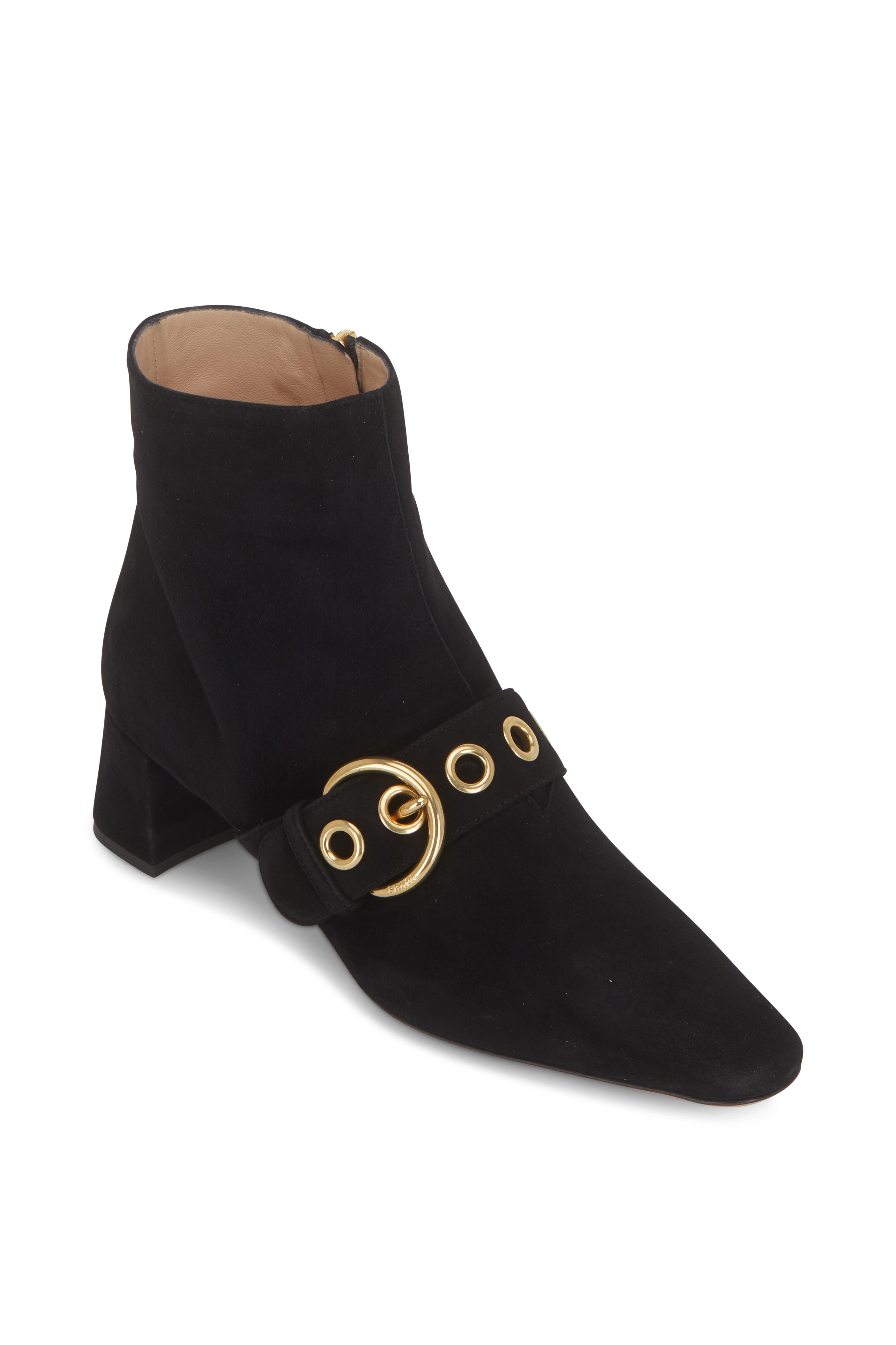 prada black suede ankle boots