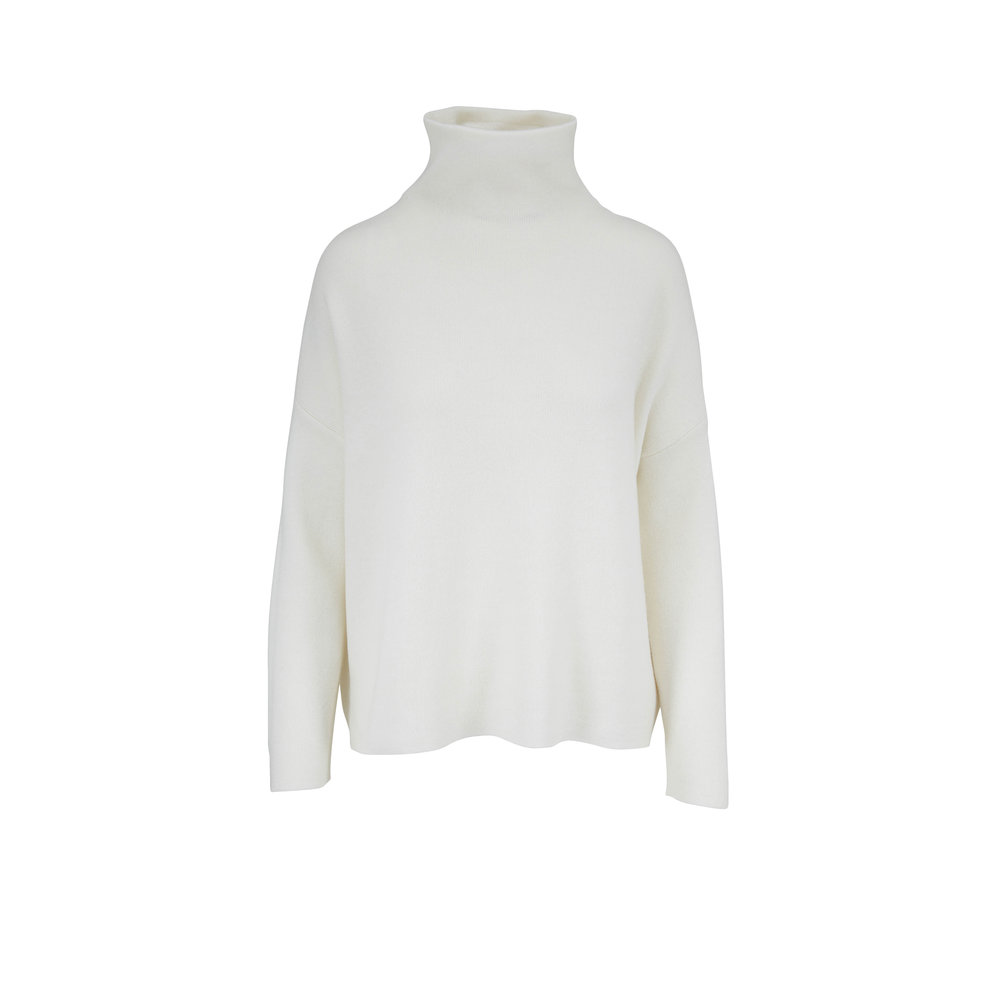 Vince - Optic White Wool & Cashmere Funnel Neck Sweater | Mitchell Stores