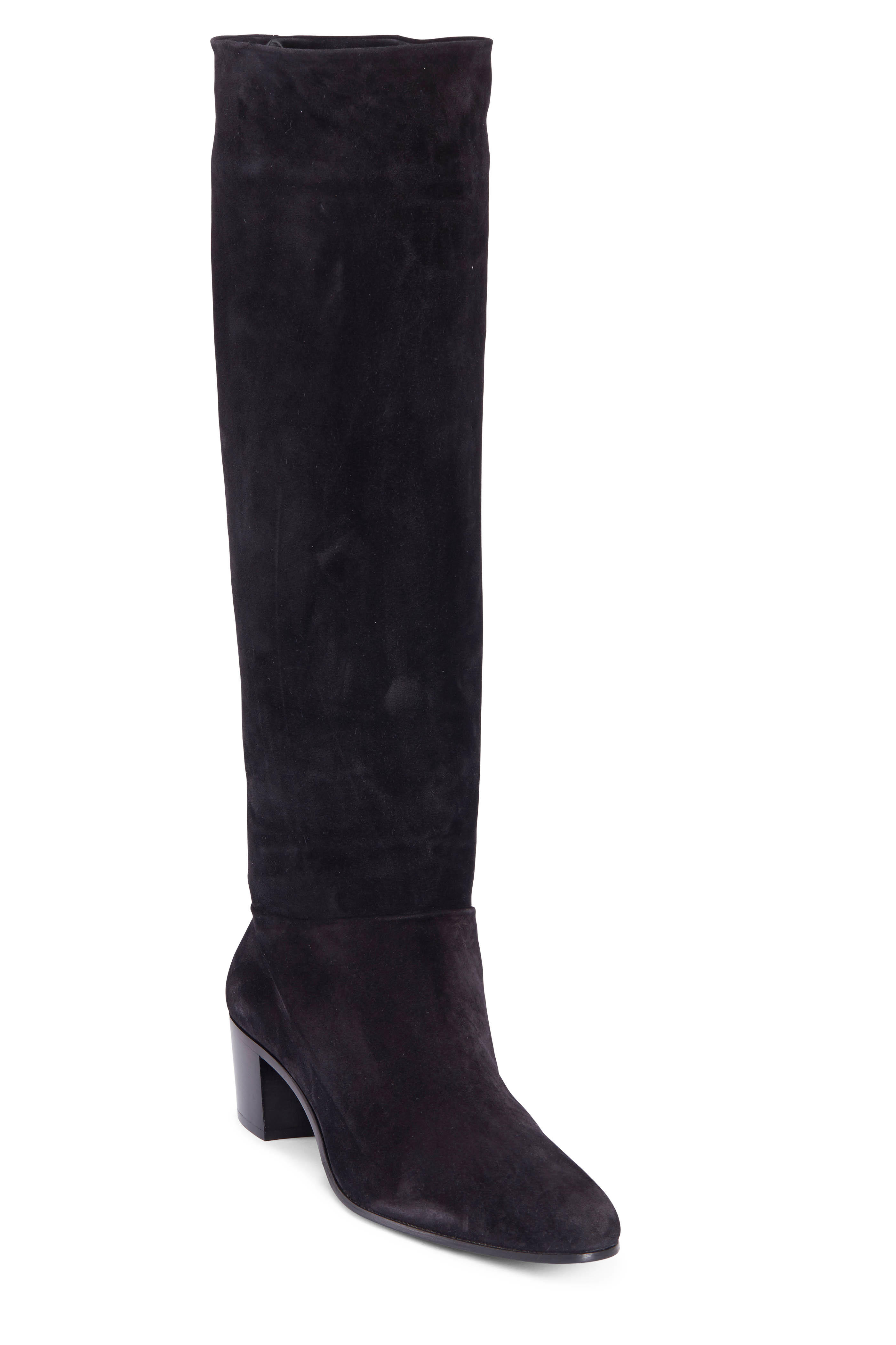 Prada - Calzature Donna Black Suede Slouchy Boot, 45MM | Mitchell Stores