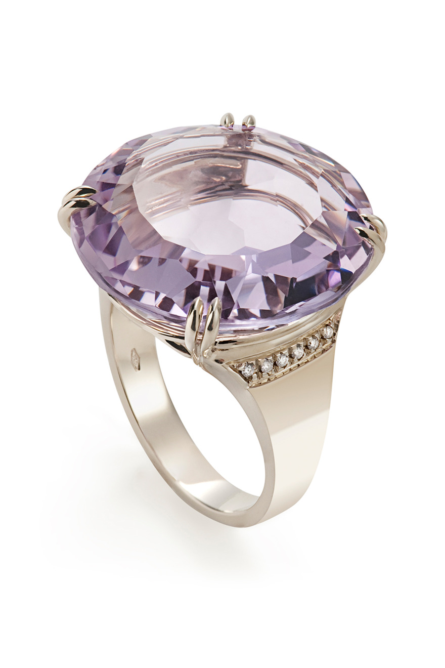 Noble Gold Amethyst Diamond Cobblestones Ring