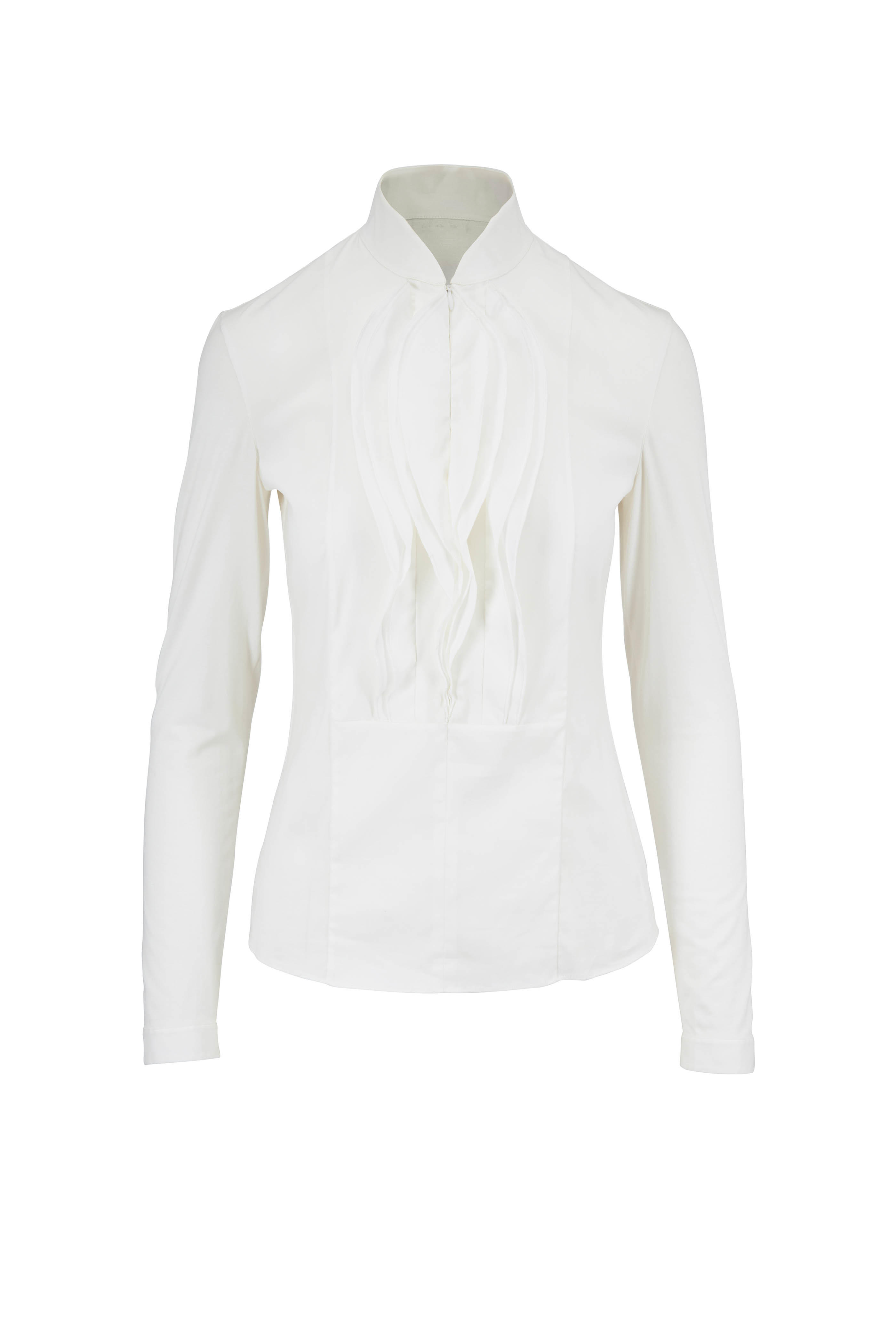white cotton ruffle shirt