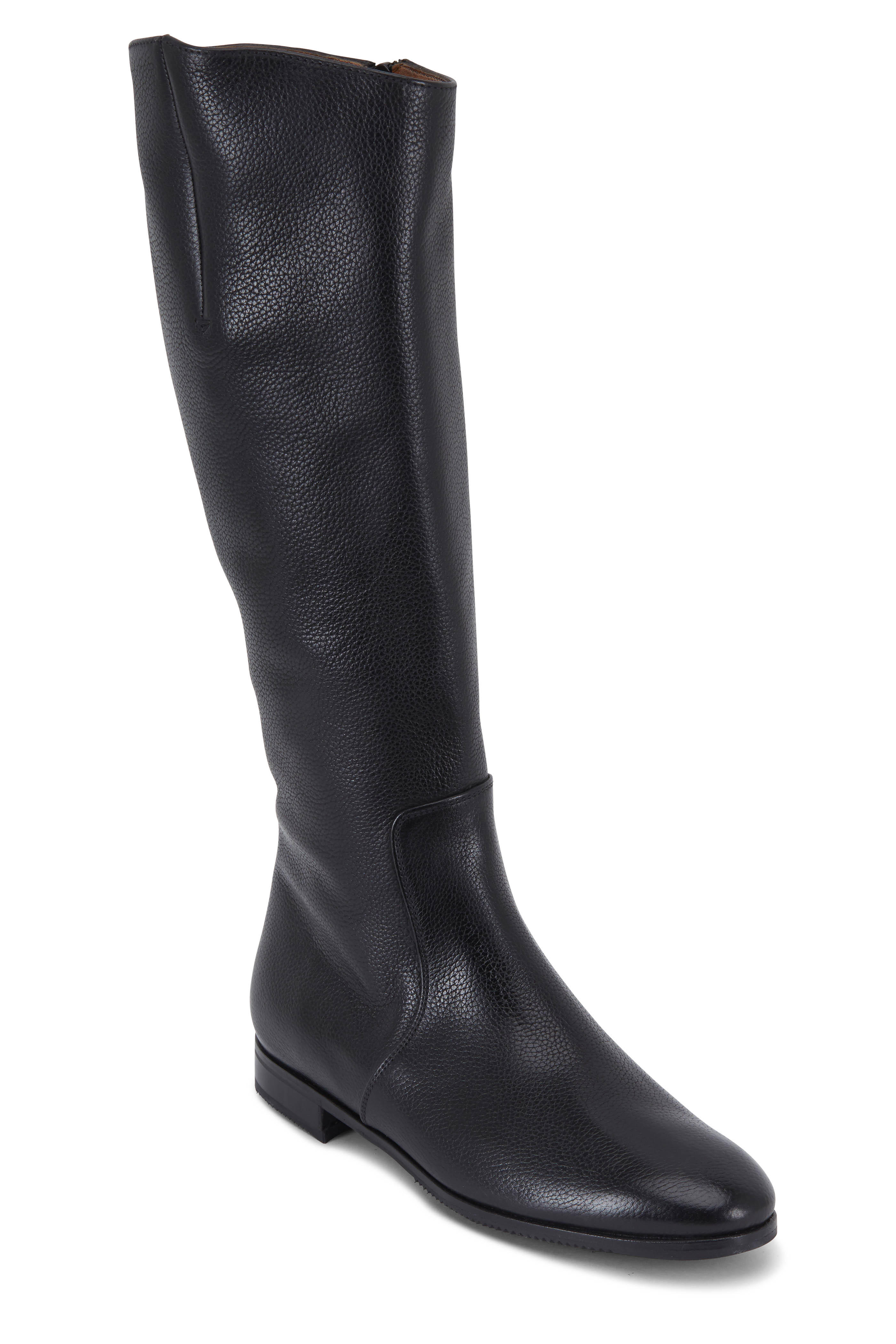 Black Rustico Leather Tall Flat Boot 