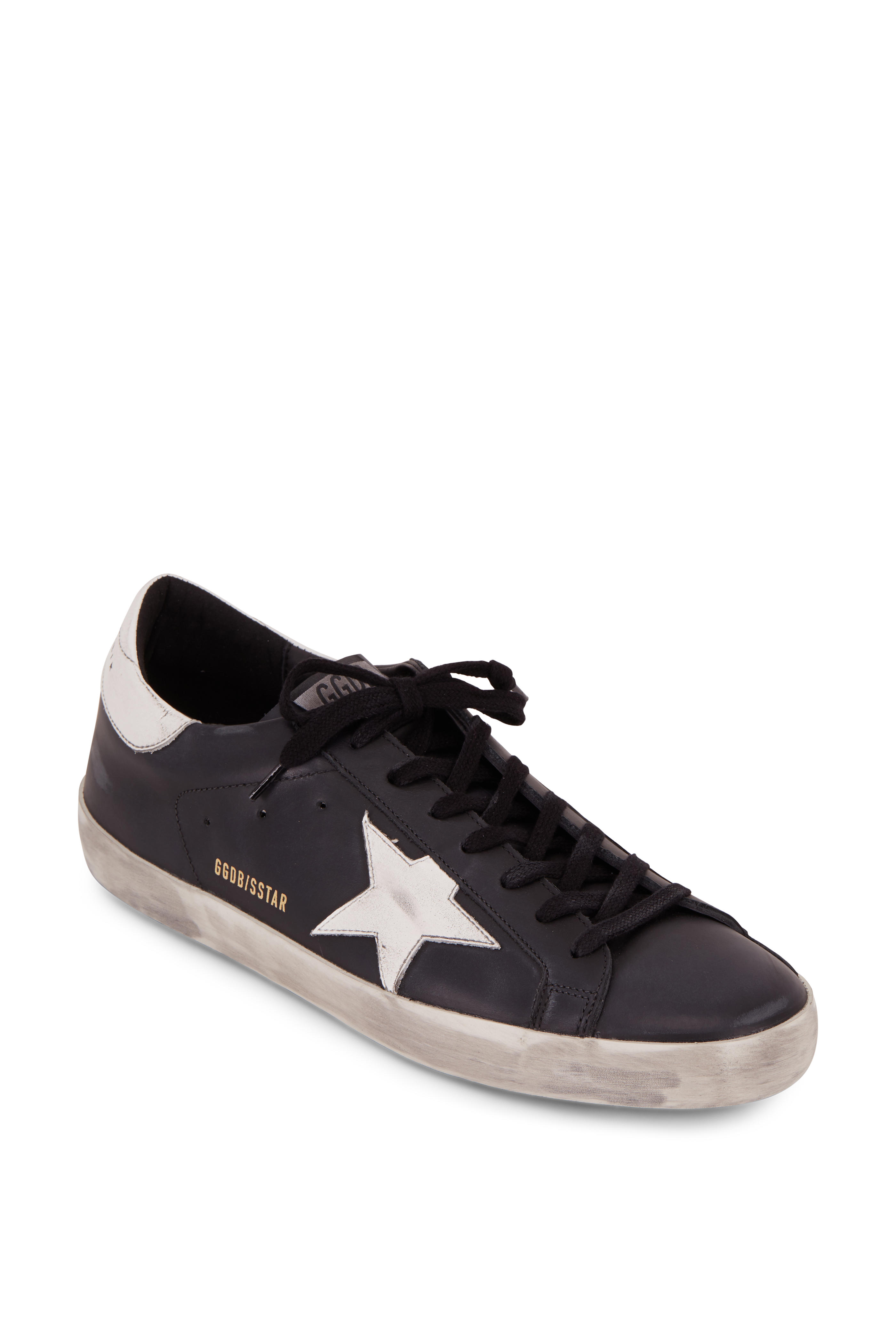golden goose black leather sneakers