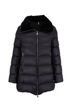 moncler black velvet puffer