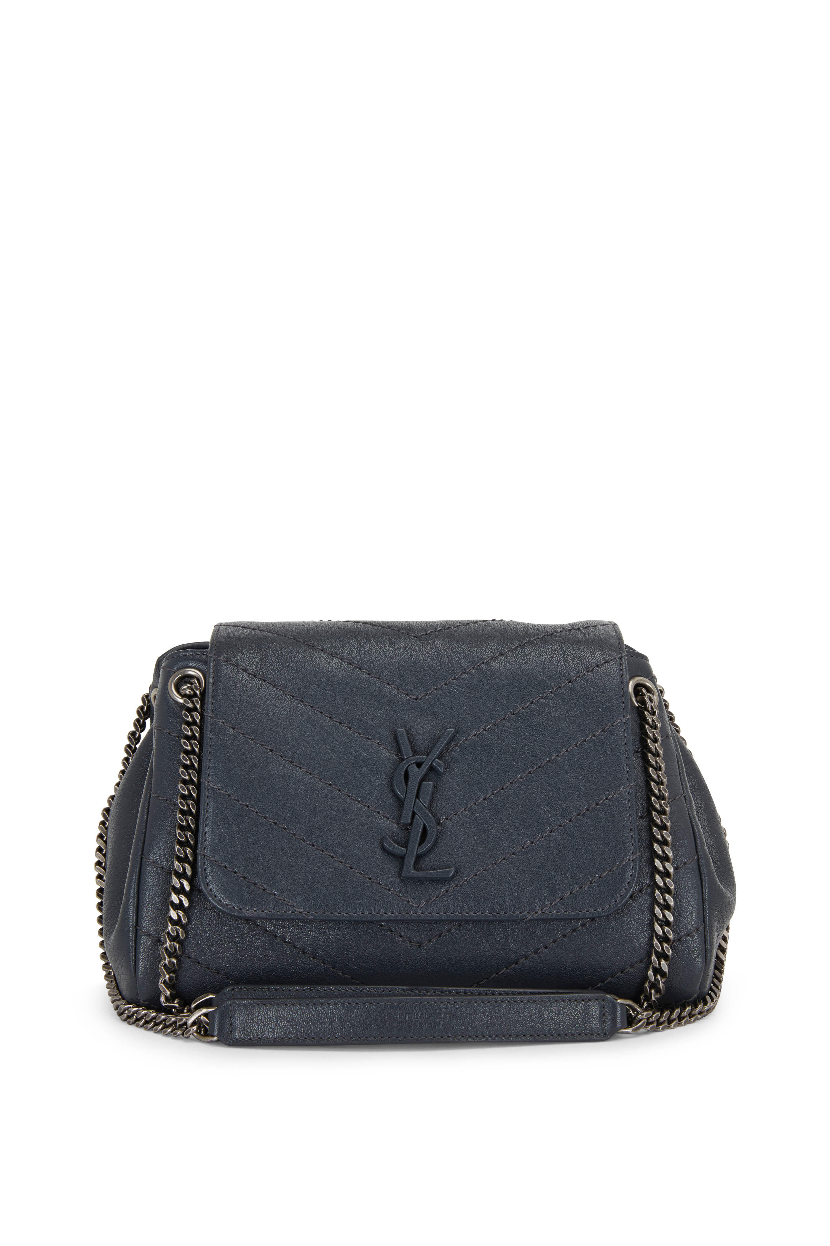 saint laurent monogram leather & chain mini bag