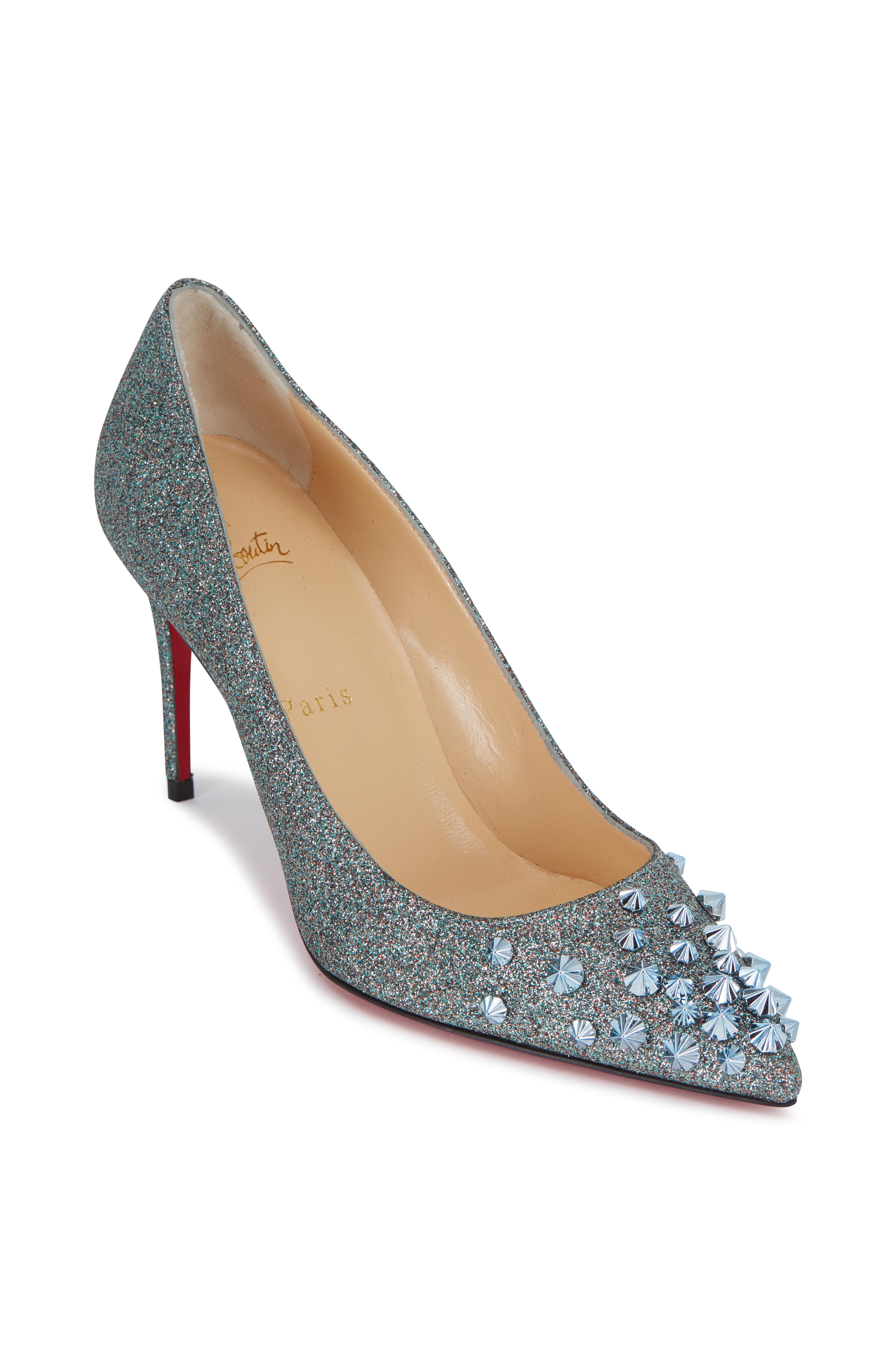 Louboutin - Drama Metallic Glitter Pump, 85mm | Mitchell Stores