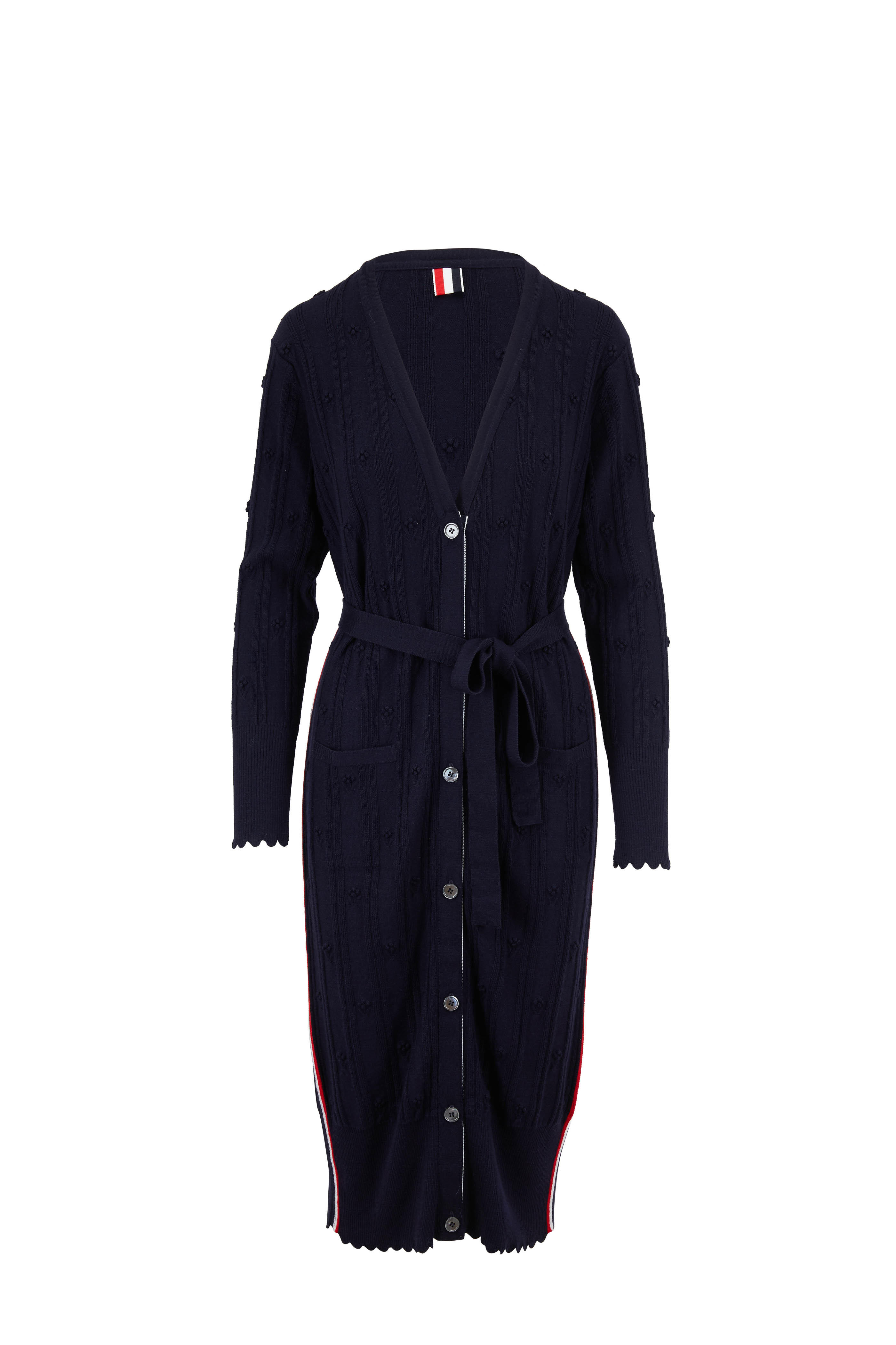 navy belted cardigan