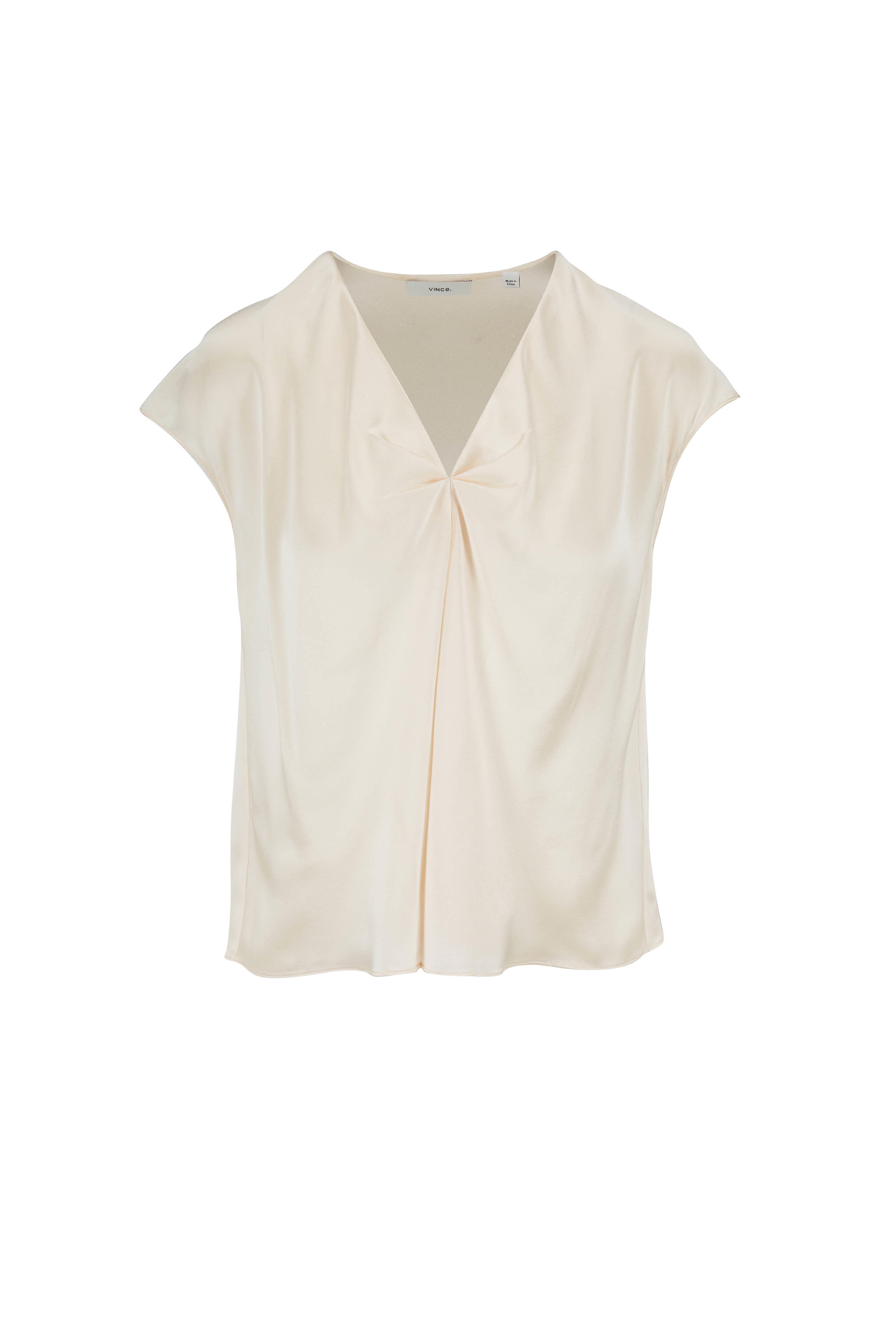 white satin v neck top