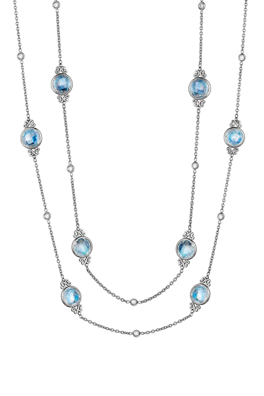 White Gold Moonstone Diamond Eyeglass Chain