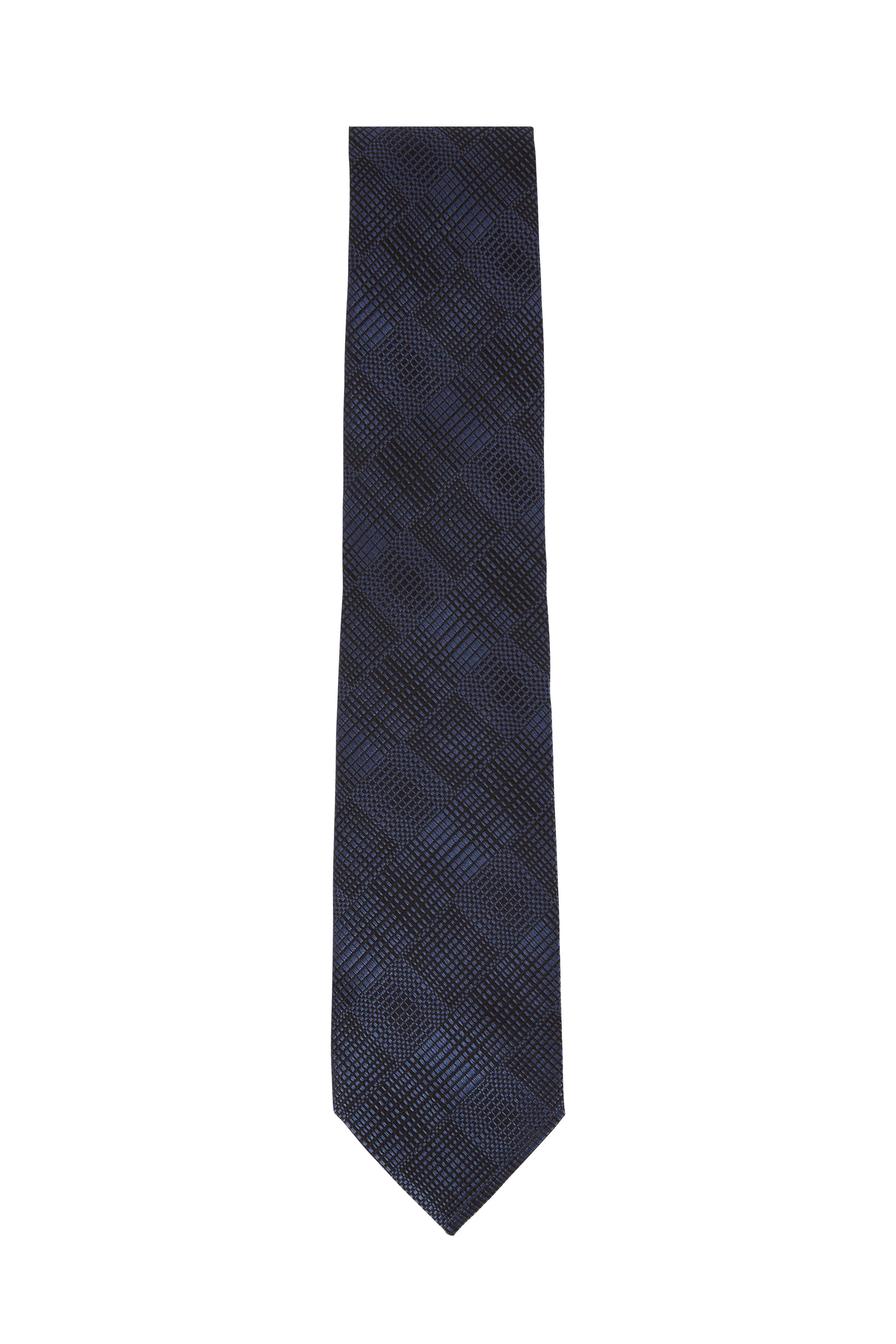 $250 NWT TOM FORD Navy Blue w/Self Satin stripes mens 3.75" woven Silk tie ITALY 