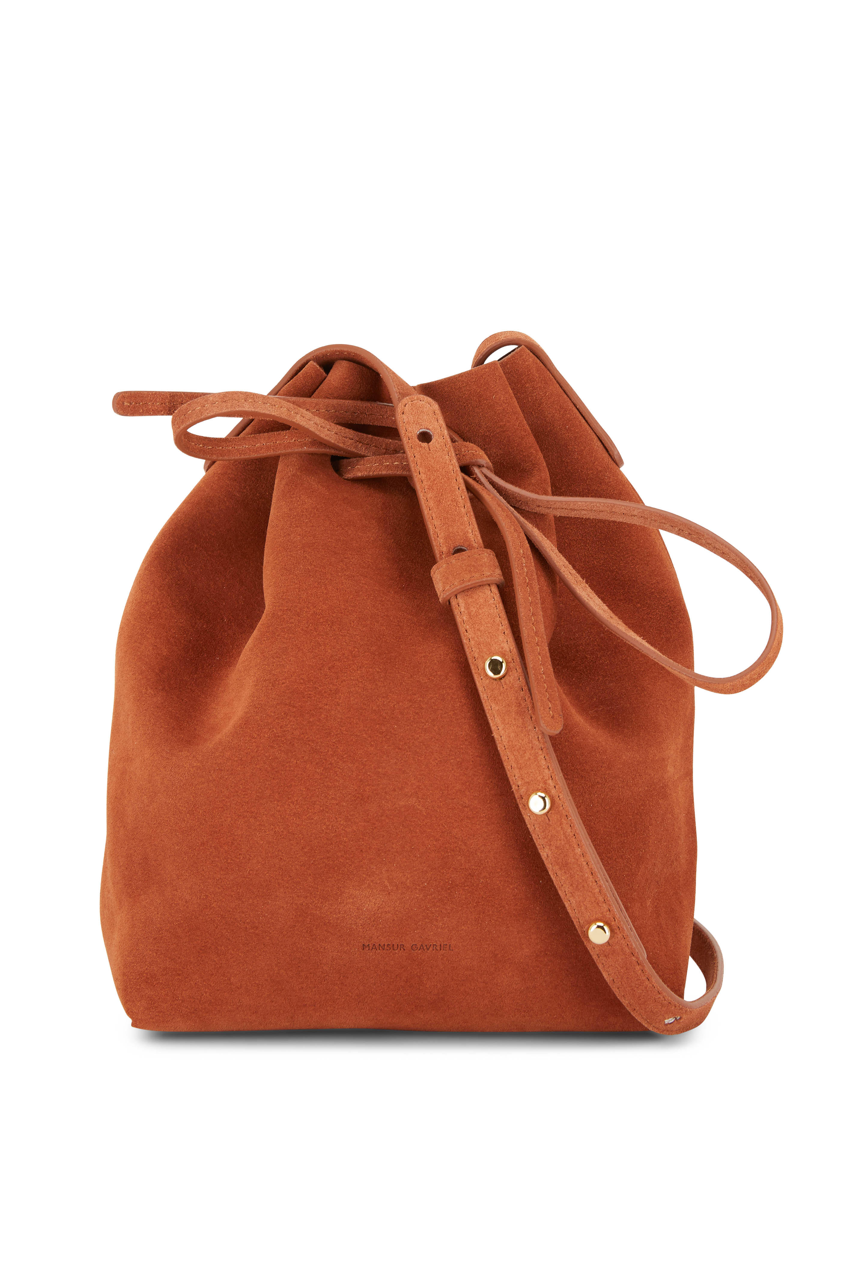 tan suede bucket bag