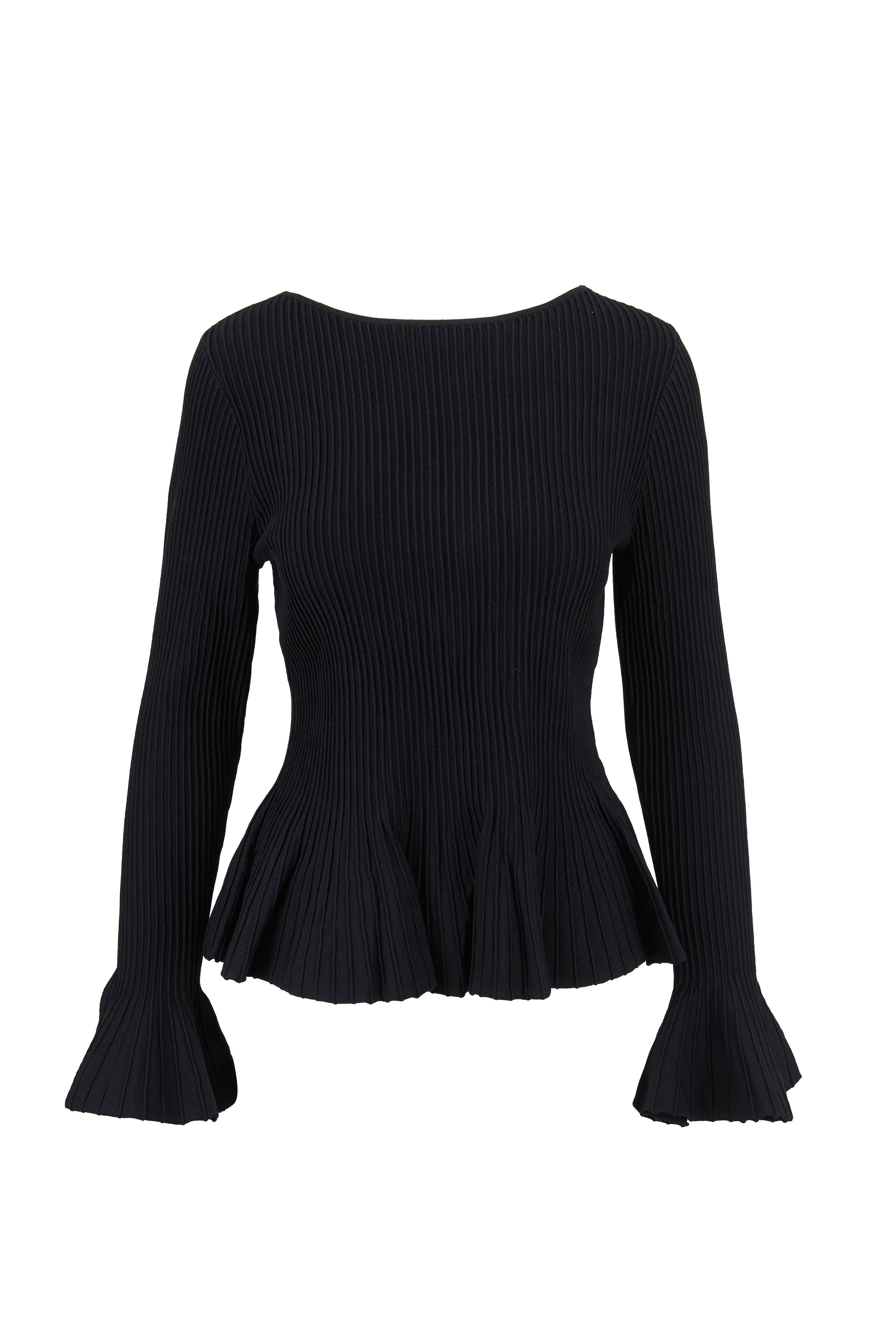 Jonathan Simkhai Black Rib Knit Peplum Top Mitchell Stores