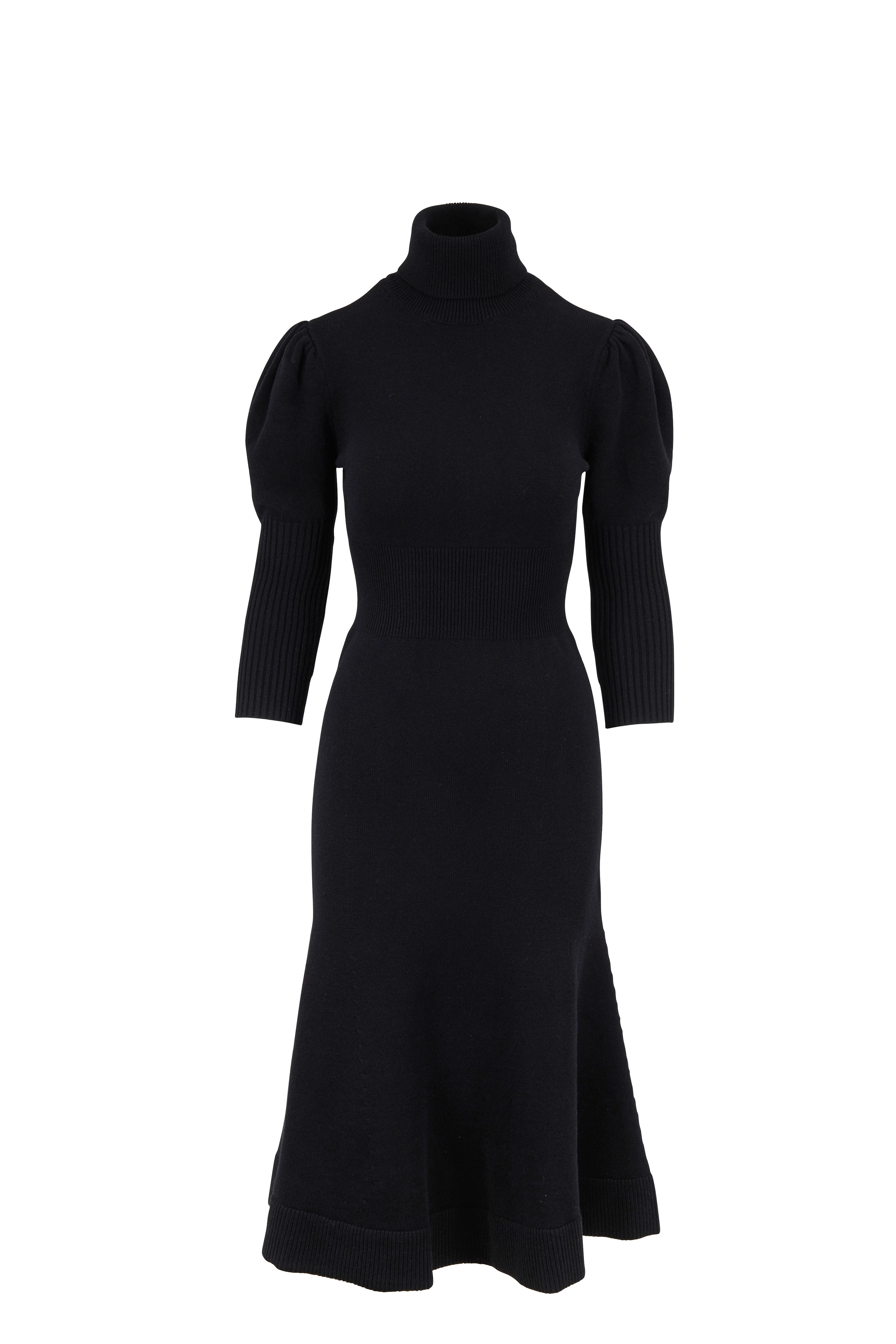 Michael Kors Collection Black Three Quarter Sleeve Sweater Dress Mitchell Stores