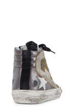 golden goose gunmetal shimmer slide